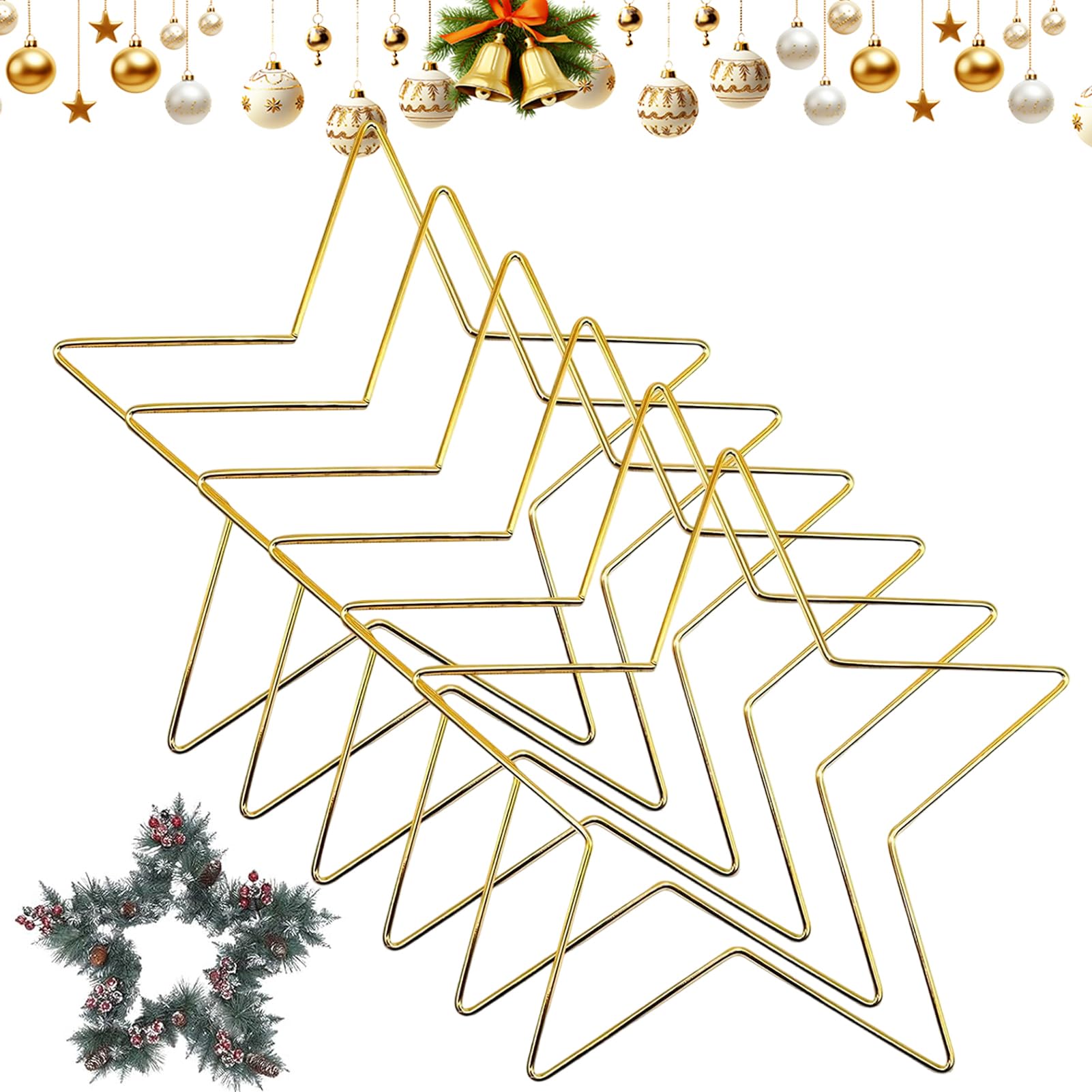 Cadre en fil métallique étoile pour couronne de Noël et mariage style ferme
