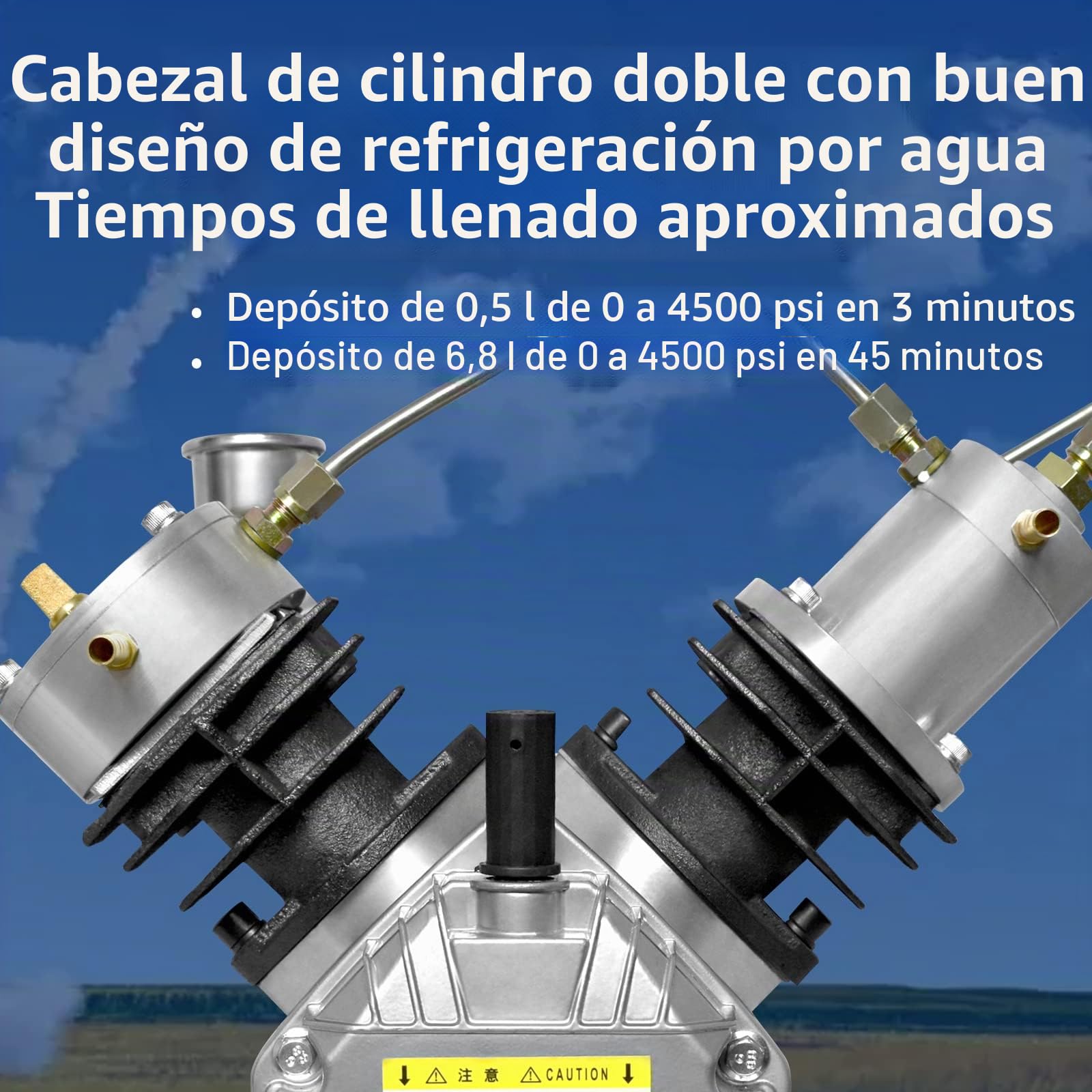 TUXING Compresor de aire PCP 300Bar,Compresor de buceo de doble cilindro,Bomba compresora de aire de alta presión para Paintball Tanque de buceo 220V (TXEDM041)