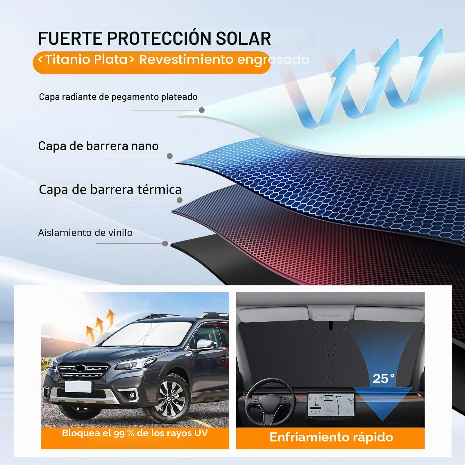 Parasol para Subaru Outback 2015-2024 2025, Cubre la Ventana Delantera del automóvil, Protector de Visera Solar, bloquea los Rayos UV, Parasol para Parabrisas de Subaru Outback