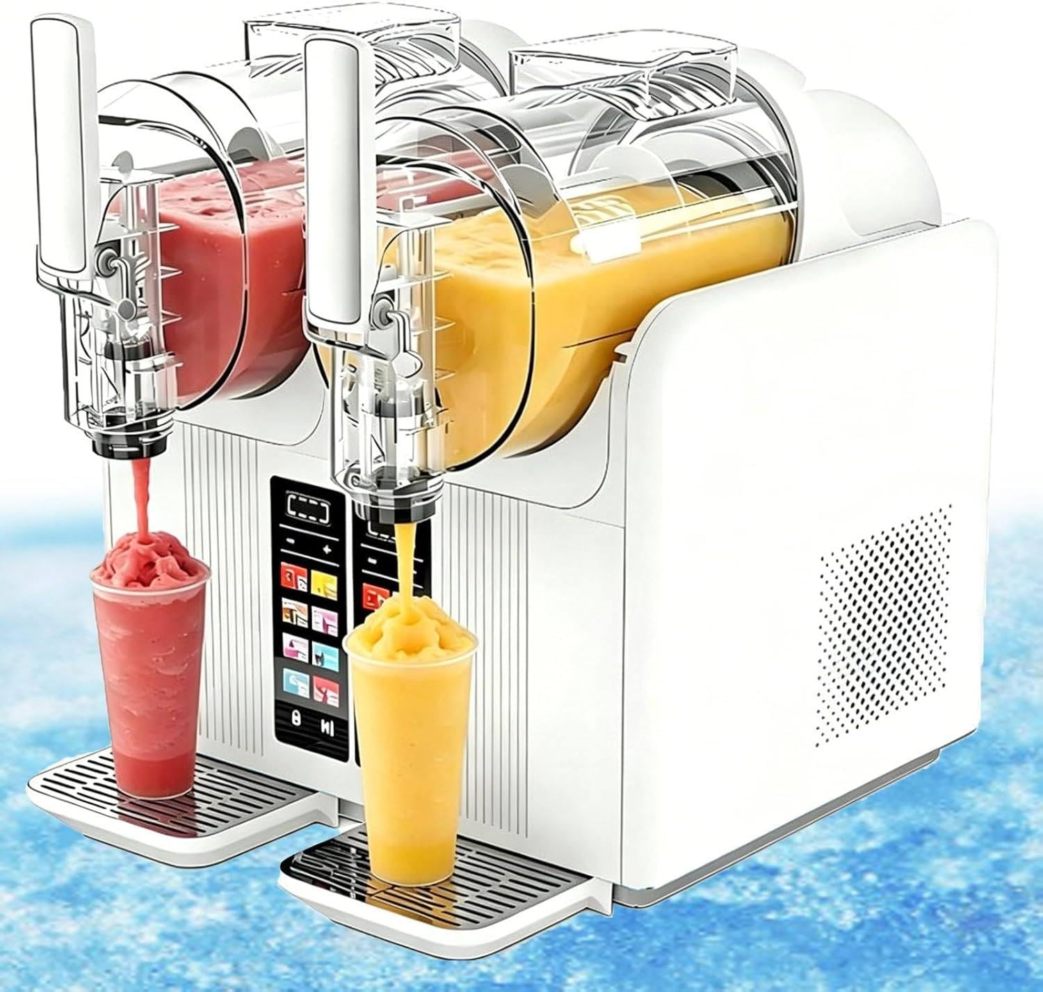 YMAOMAO Slushie Machine 430W with Dual 2L Tanks and 7 Preset Modes White