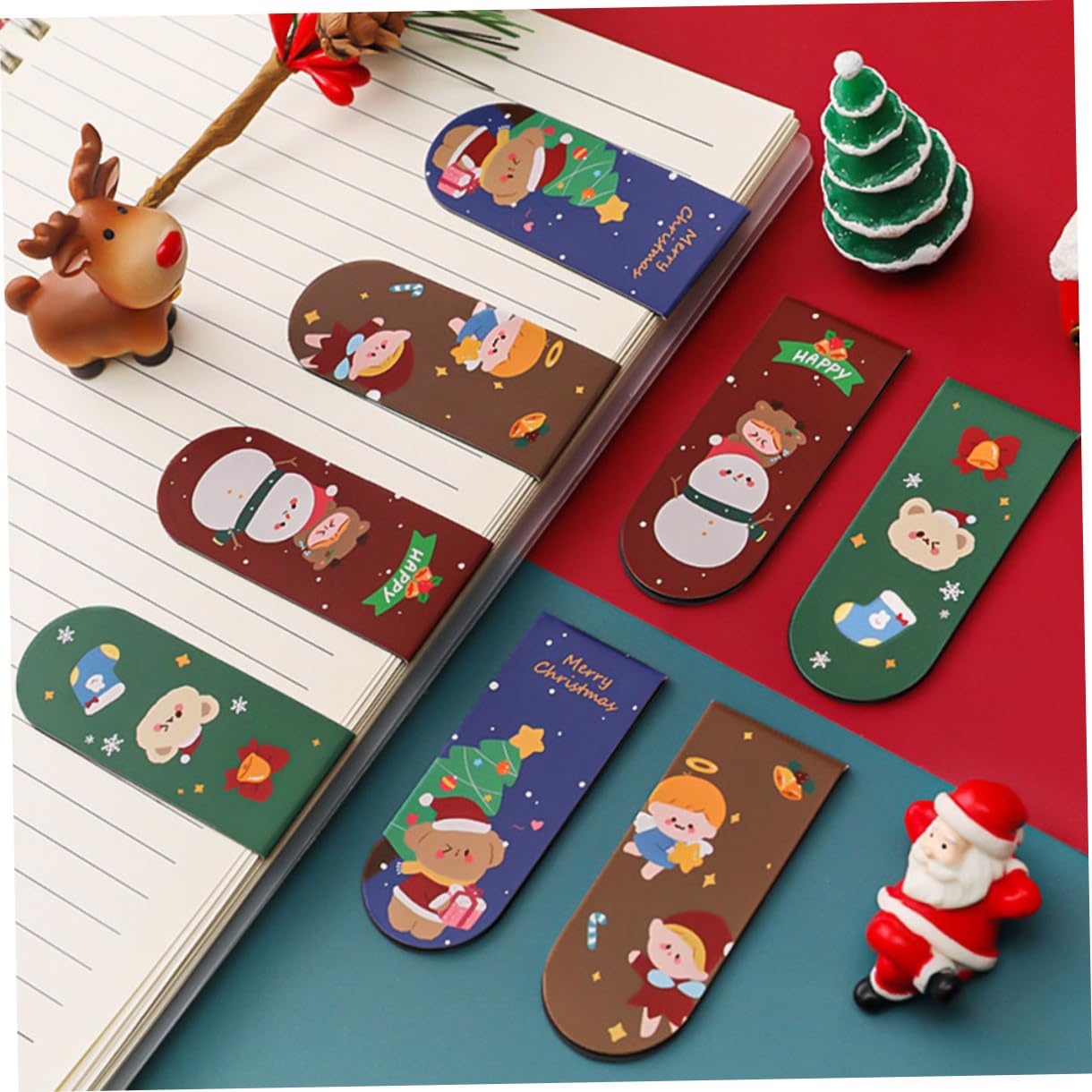 Lurrose 4 Sätze Magnetische Weihnachts-lesezeichen Bookmarks Lesezeichen Weihnachten Stilvolles s- Magnetisch Magnet- Partygeschenke 20 Stück * 4