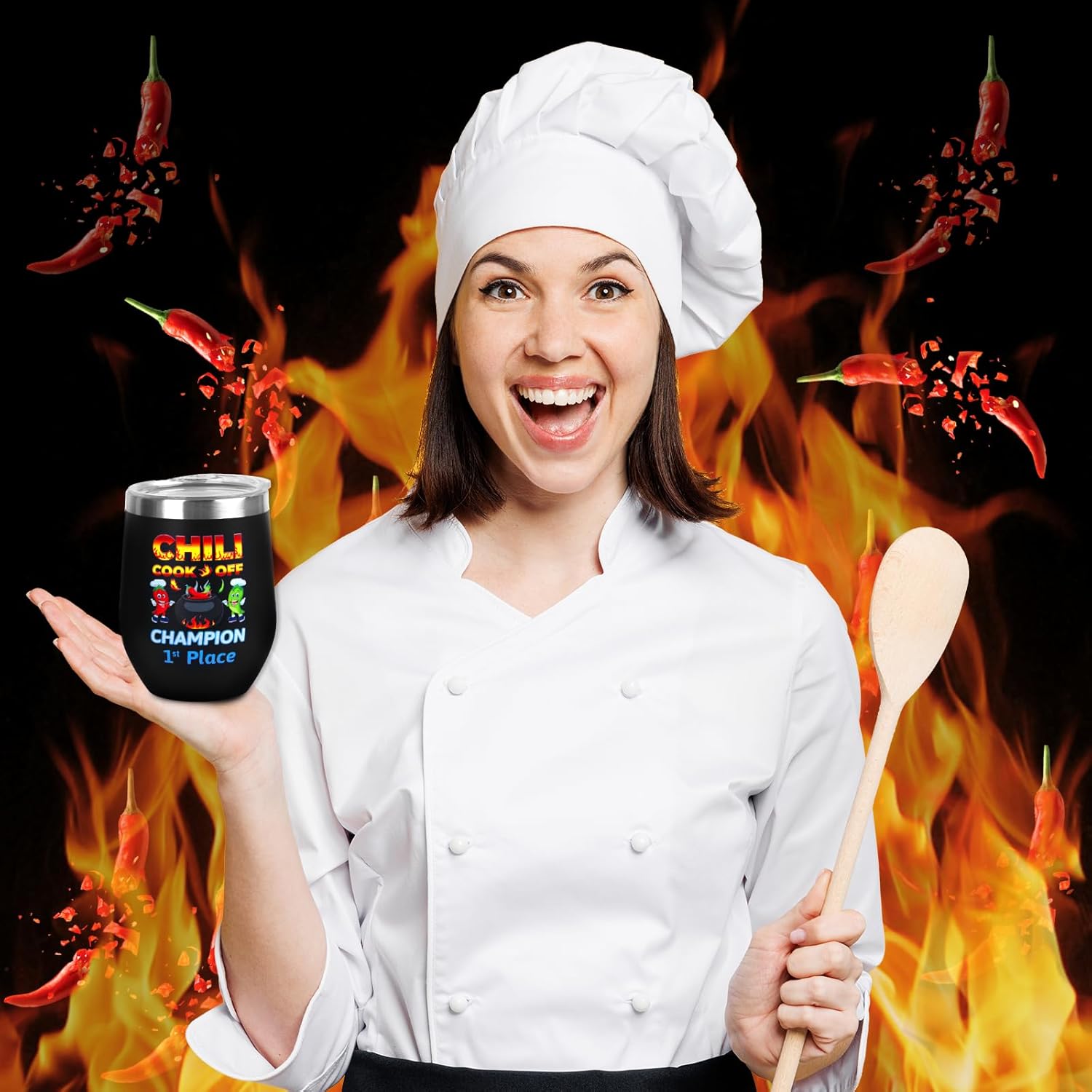 3 Pcs Chili Cook Off Prizes Trophies Cups 1st 2nd 3rd Place Chili Cups Awards 12 oz Stainless Steel Insulated Tumbler with Lids Straws Brush Chili Boxes Chili Cook Off Decorations Supplies - Image 4