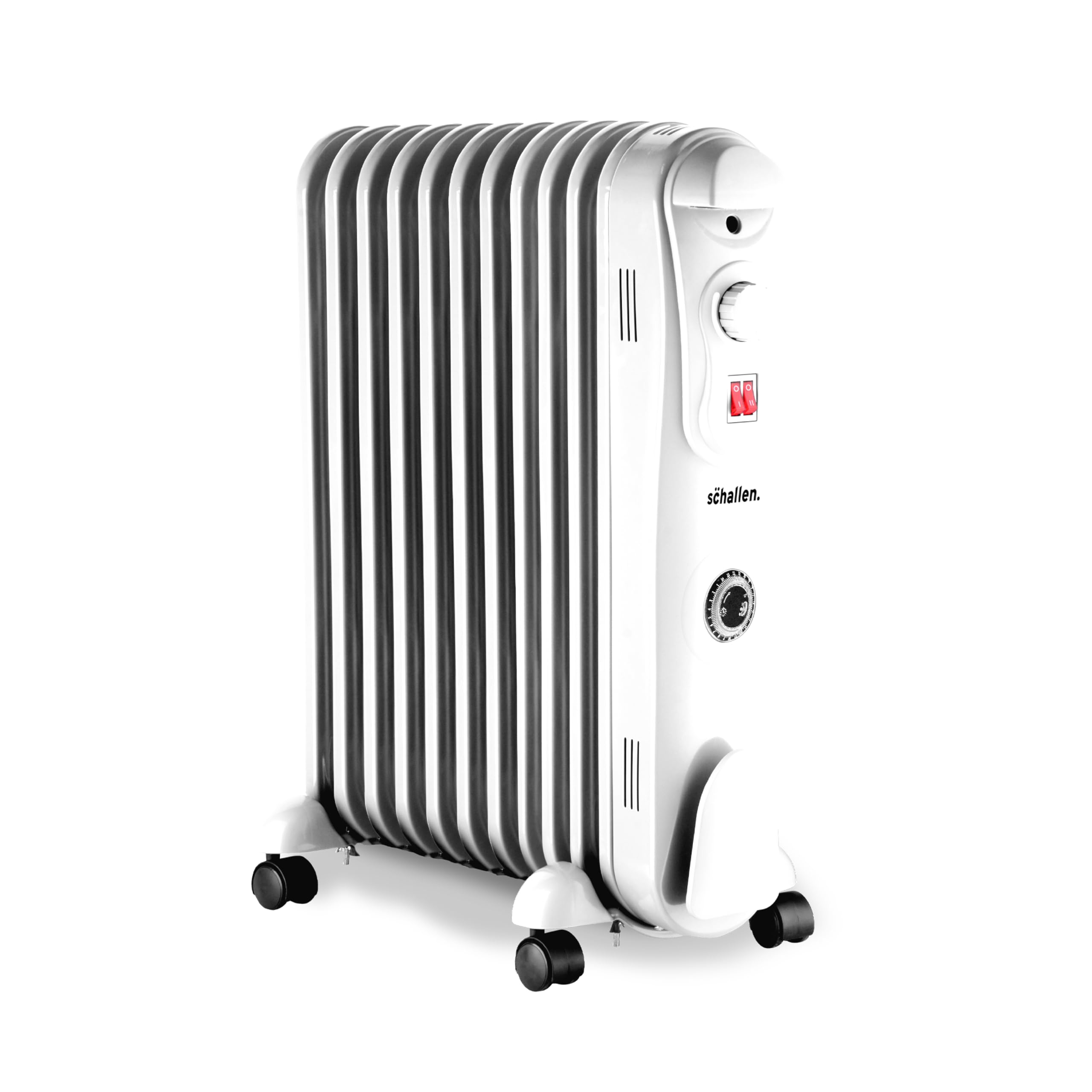 Schallen Portable Electric Slim Oil Filled Radiator Heater with Adjustable Temperature Thermostat, 3 Heat Settings & Safety Cut Off (2500W | 11 Fin)