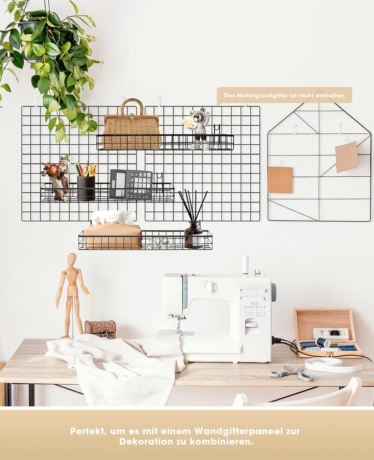 ANZOME 4-Pack Wire Wall Baskets - Sturdy Gridwall Accessories for Display & Storage, Rust-Proof Hanging Organizer for Kitchen, Office, Craft Shows - Wide Hook Design Fits Most Grid Panels