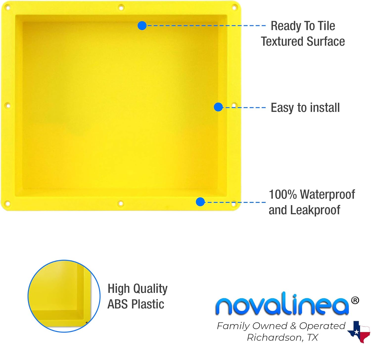 Novalinea 16 x 14 Single Shelf Recessed Shower Niche with Mounting