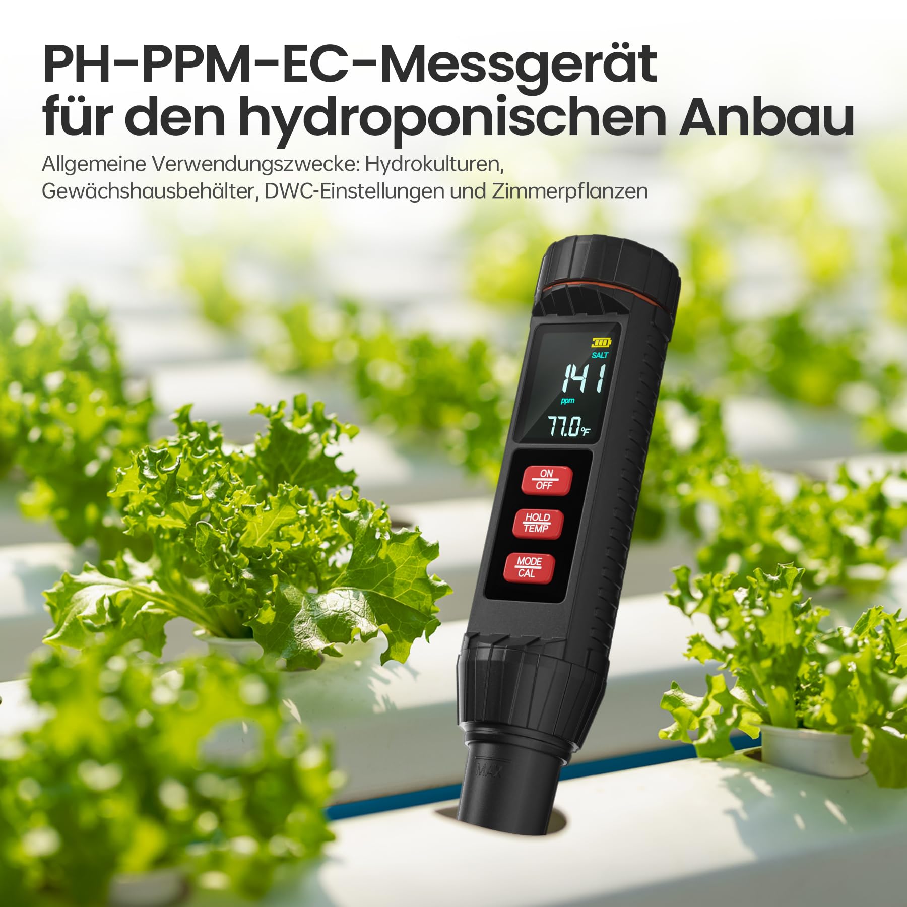 7 in 1 Pool Wassertester PH Messgerät, Wasserqualität Tester mit Digital-Display, TDS/EC/Salzgehalt/Temperatur/pH/S.G/ORP Tester, für Trinkwasser, Pool, Aquarien, Hydroponik