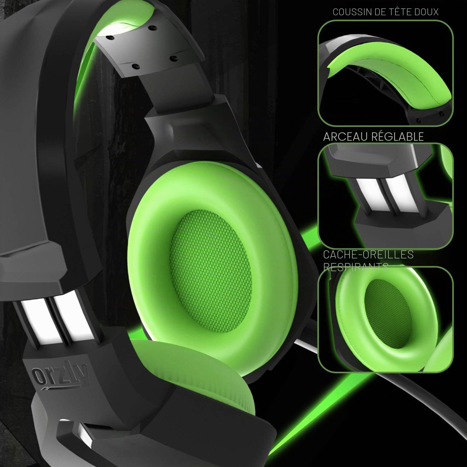 Orzly Casque de Jeu pour PC et Consoles de Jeu PS5, PS4, Xbox Series X | S, Xbox One, Nintendo Switch et Google Stadia - Son stéréo avec Micro antibruit - Hornet RXH-20 Édition Sagano