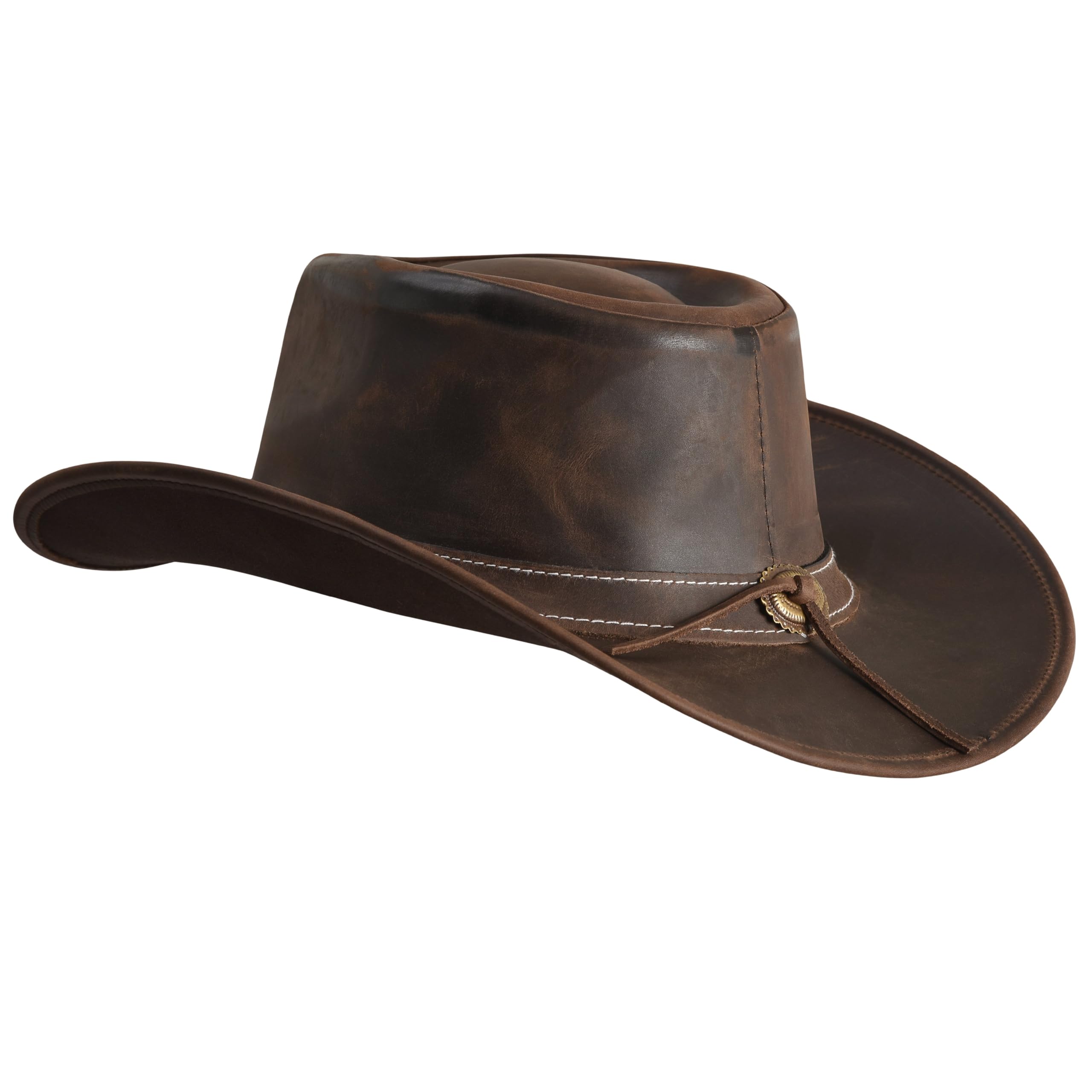 Chapeau de cowboy en cuir pour homme et femme, léger, fabriqué à la main, à large bord | Chapeaux occidentaux pour homme