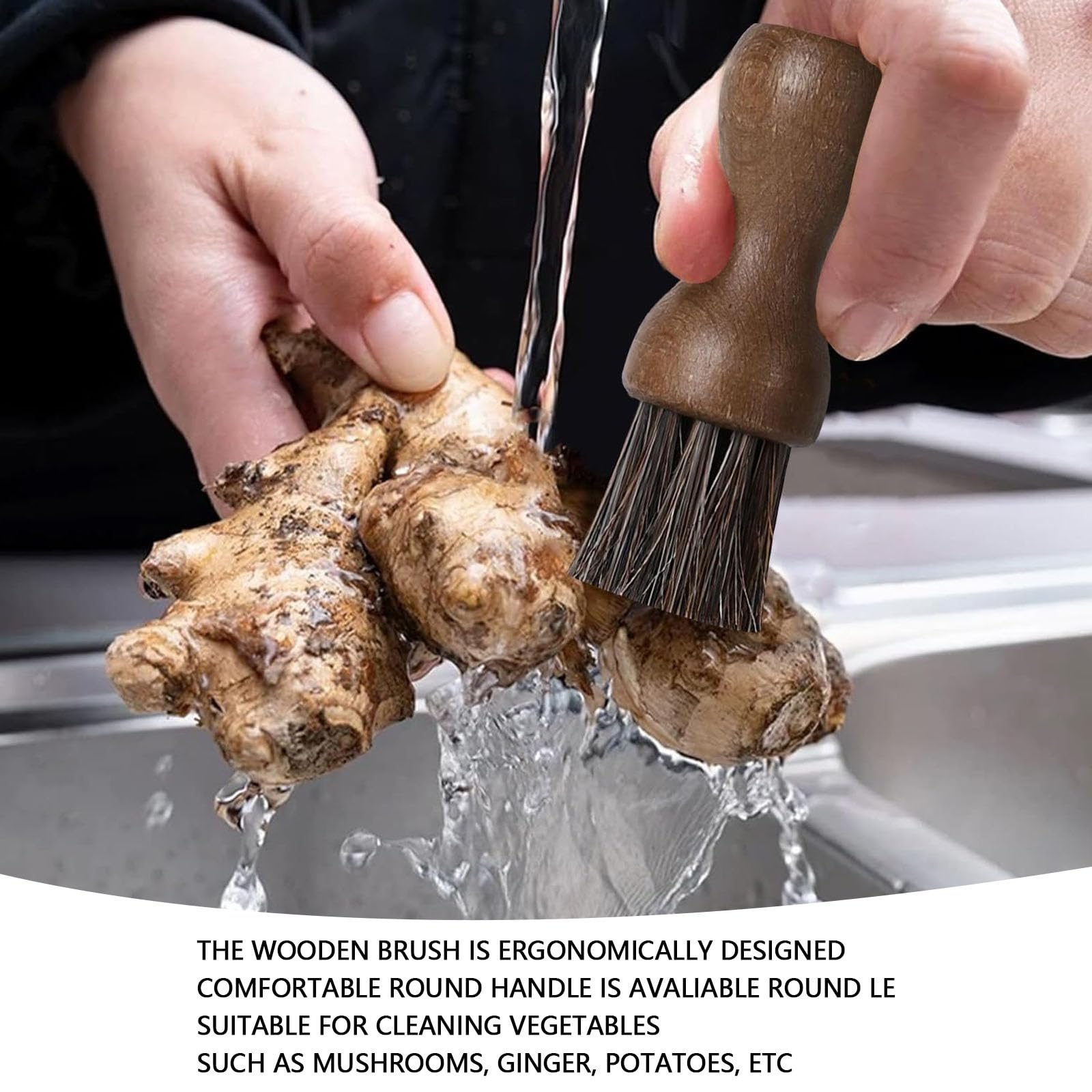 Vauki 3 cepillos de champiñones, cepillo para verduras, cepillo para setas, rebozuelos, cepillo de patatas, cepillo para lavar madera, cepillo de verduras, cerdas naturales para platos, ollas
