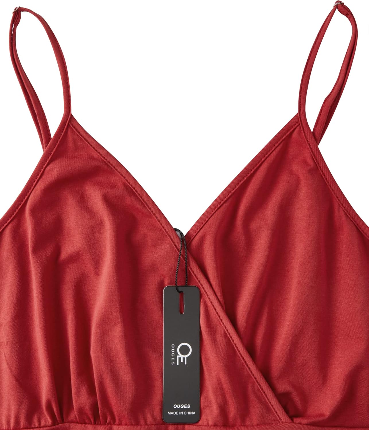 OUGES Women's Summer Spaghetti Strap V-Neck Floral Short Party Dress with Pockets - Image 5