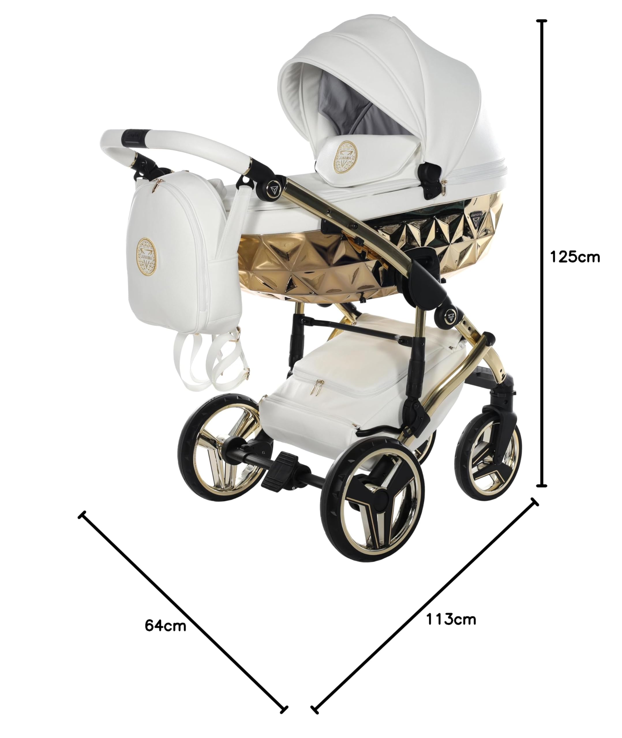 Junama Passeggino TRIO Hand Craft 08 Bianco e Oro - 2in1 3in1 4in1 + ombrellino (2 in 1)