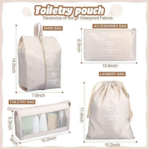 Miniatura 3 de Juego de 16 cubos organizadores de equipaje, bolsas organizadoras de equipaje para maletas de viaje, cubos de equipaje con bolsa de aseo y bolsa