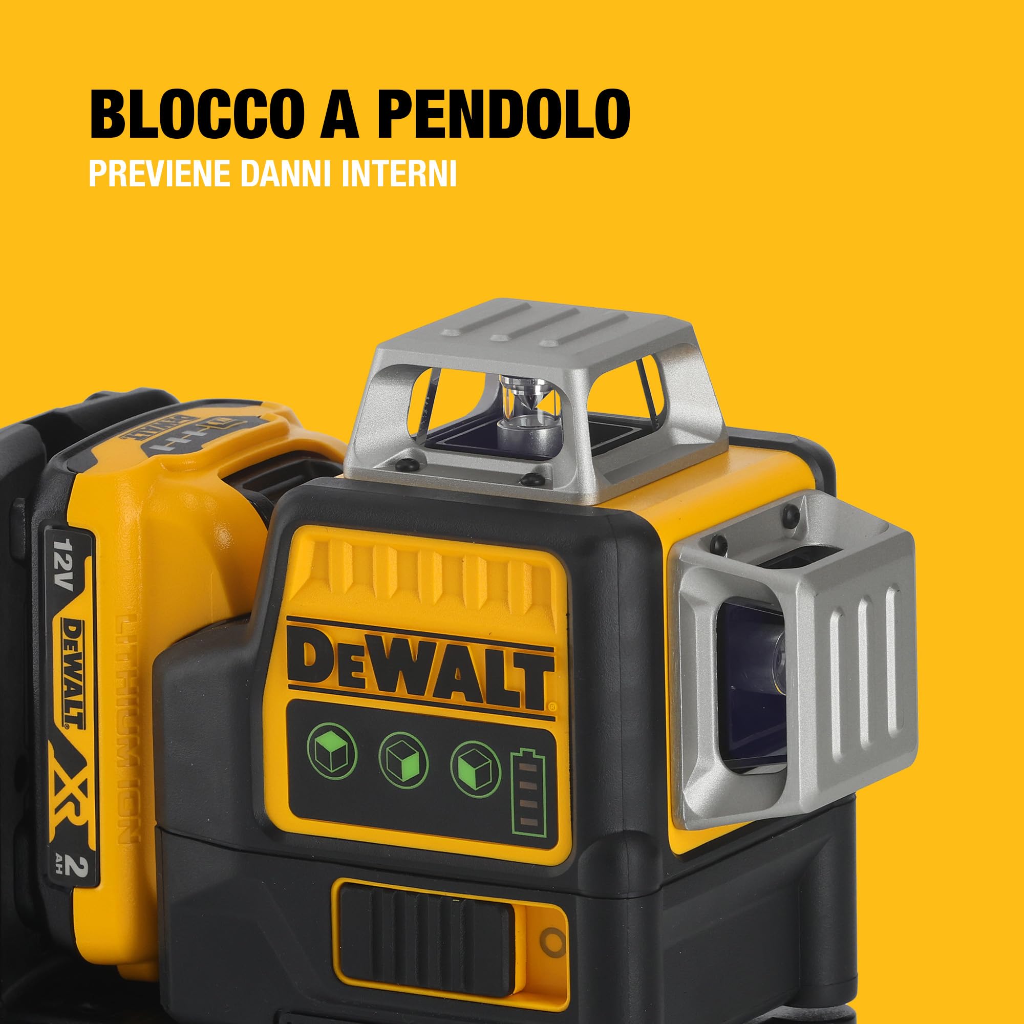 DEWALT 12V XR 3 x 360 linee trasversali laser verde, 1 X 2Ah, DCE089D1G-QW
