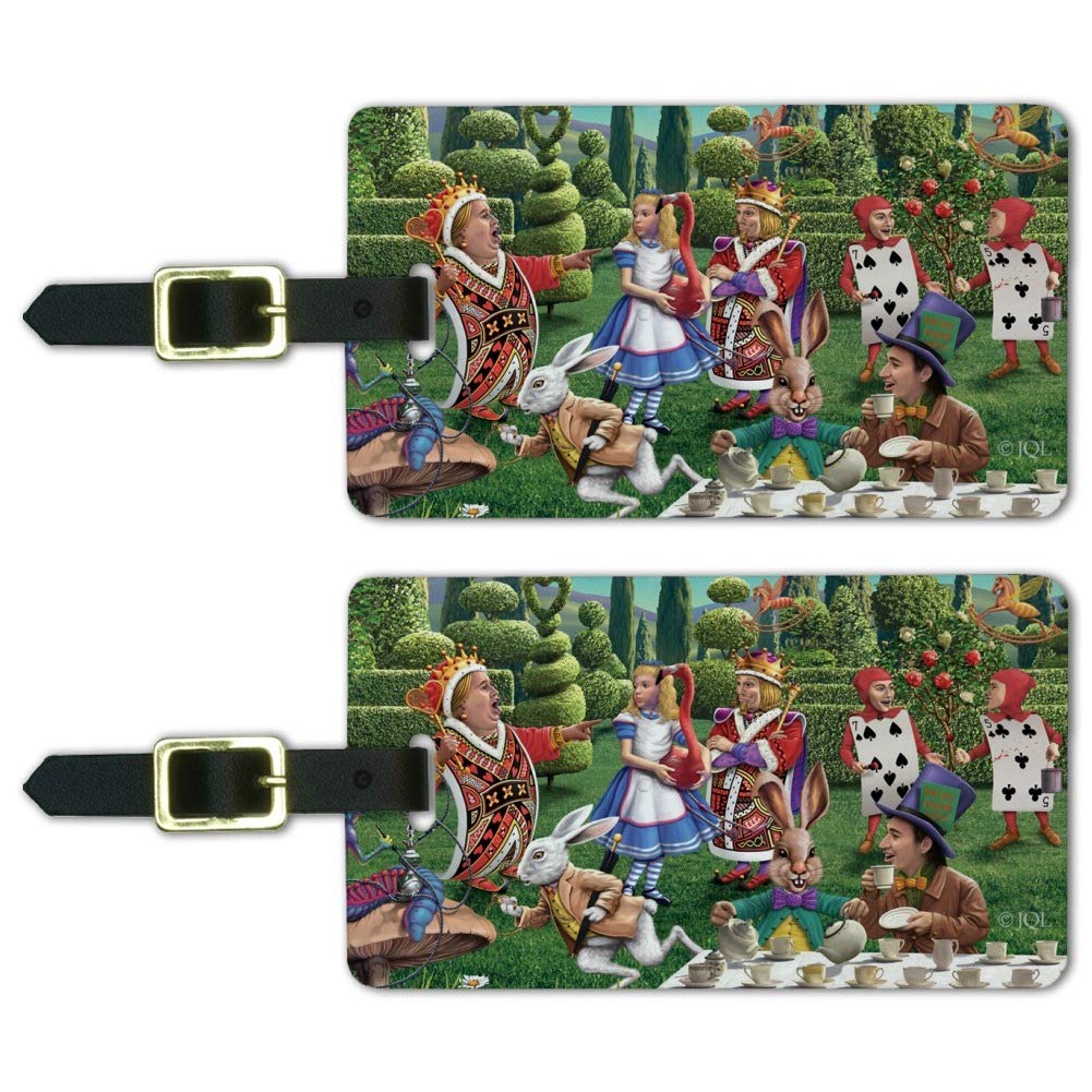 Alice in Wonderland Garden Party Luggage ID Tags Carry-On Cards - Set of 2