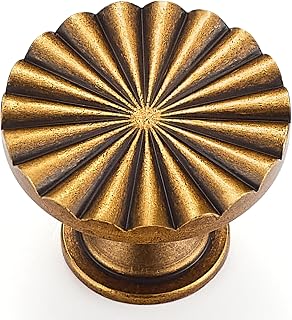 15 Pack Antique Brass Cabinet Knobs, Flower Vintage Dresser Drawer Pulls | Zinc Alloy Build, Vintage Flower Style, Easy Install, For Closets, Wardrobes, Cupboards, Dresser Drawers, Home Hardware