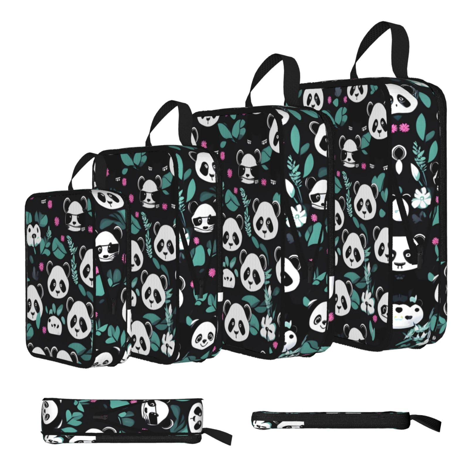 Sxzvvbn Black Panda Cute Face Compression Packing Cubes 4 Piece Set