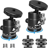 Vista 10 de Ailight Mini cabeza de bola, cabezal de trípode panorámico de 360°, adaptador de tornillo universal de 1/4 a 3/8 pulgadas, soporte de trípode