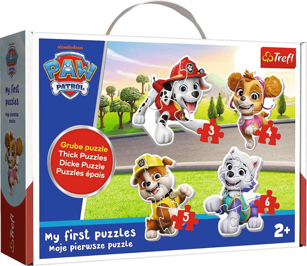 Trefl Paw Patrol, Beloved Dogs - 4 Large Shape Sorting Puzzles for Toddlers, 3 to 6 Pieces, for Ages 2+