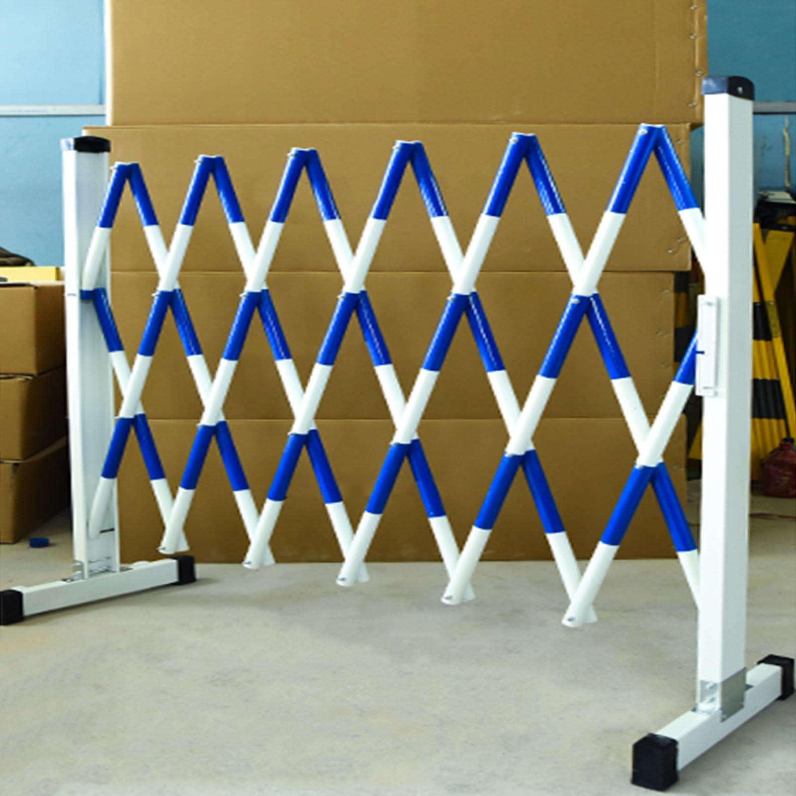 Barrera de seguridad móvil expandible, puerta peatonal plegable con ruedas, barrera de seguridad industrial portátil para uso en exteriores, solución de control de acceso resistente