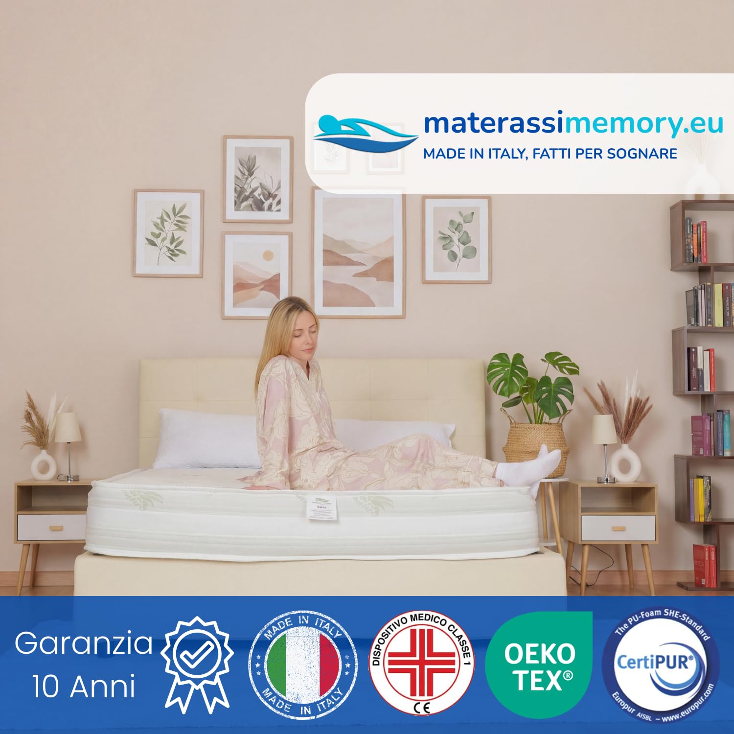 Materassimemory.eu – Materasso Matrimoniale Top Air 160x190 Alto 25 cm Detraibile con 7 Zone differenziate Rivestimento Aloe Vera Cuscini in Omaggio Traspirante Anti acaro Made in Italy