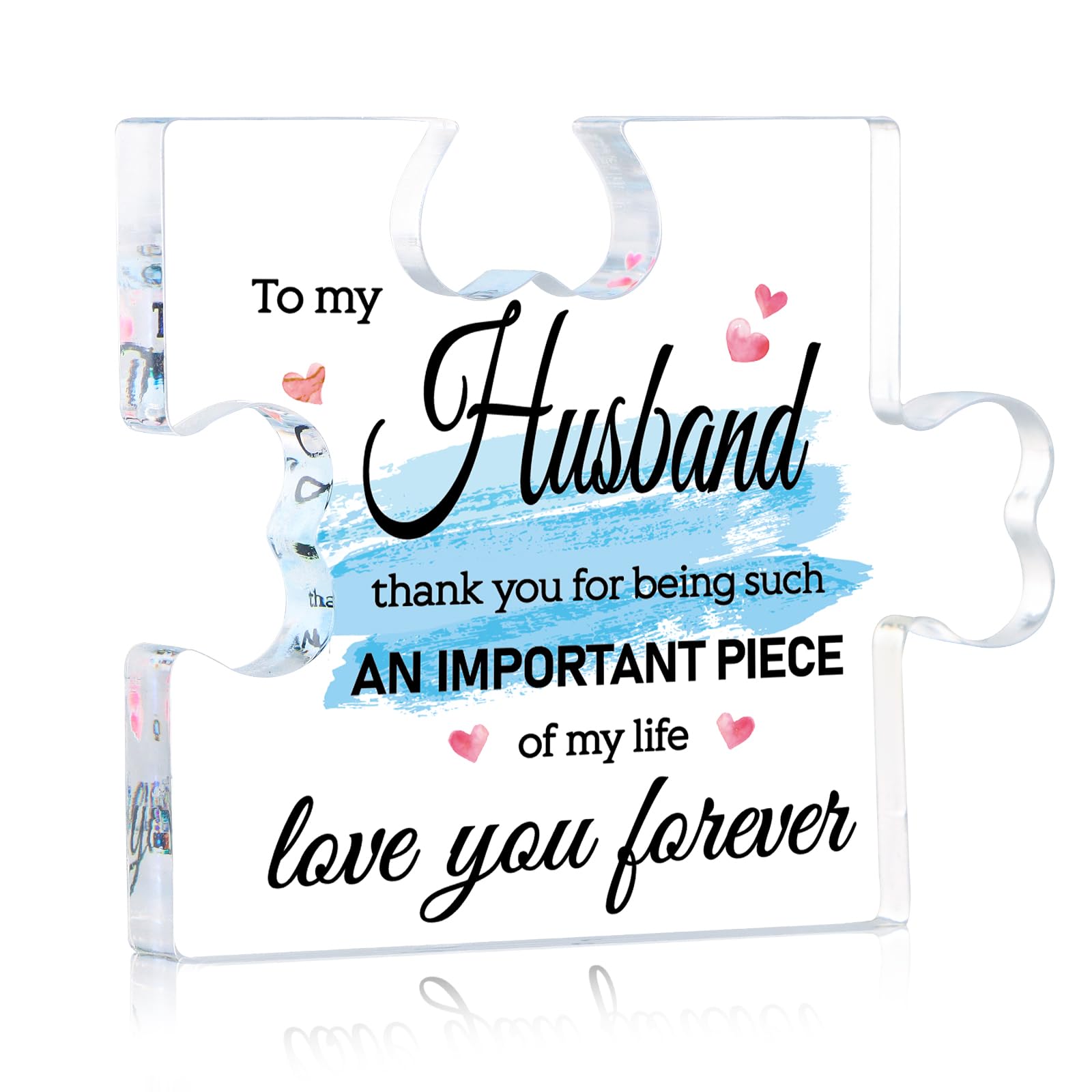 GROWTHMAGIC Puzzle Gifts for Husband - 4" x 3.3" Acrylic Puzzle Piece Plaque Husband from Wife Birthday Valentines Day Xmas Gifts Ideas