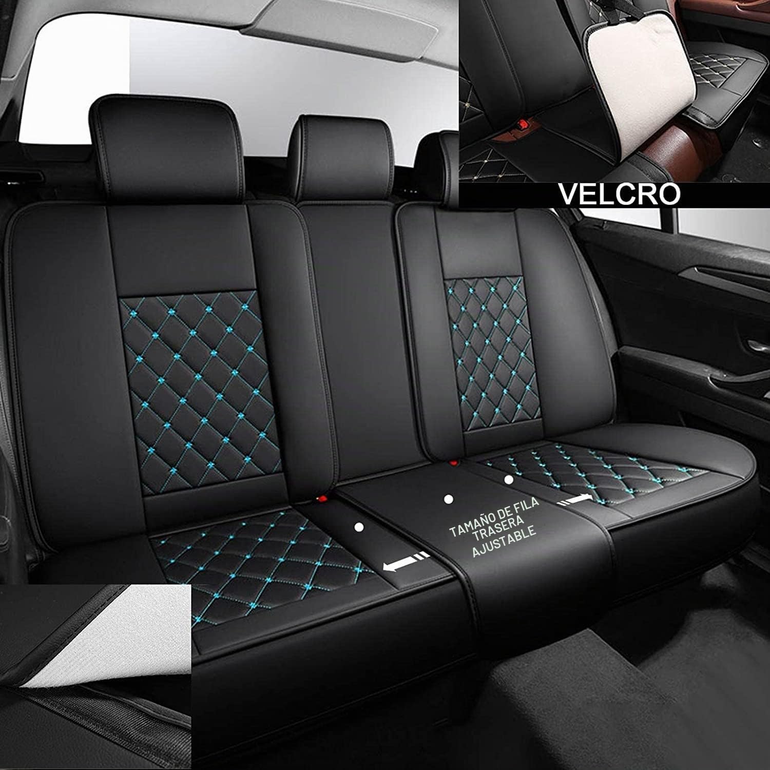 Funda Asiento Coche para Peugeot 408 508 RCZ 206 207 208 307 308 406, Fundas Asientos Coche Universales, Juego Completo de Fundas de Cuero Impermeables, Funda De Asiento-5 Plazas ( Color : B(Blue) , S