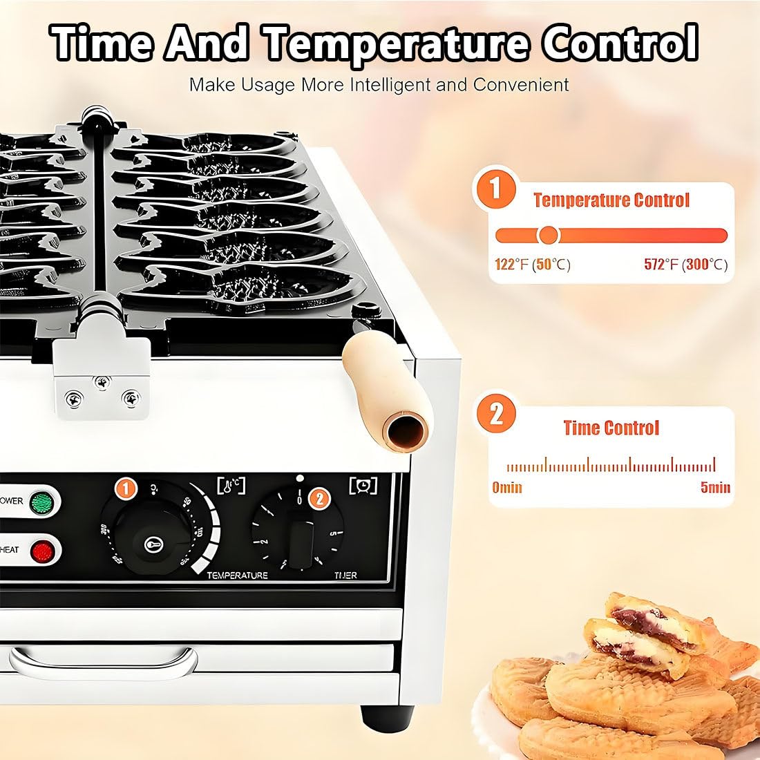 Elektryczna Gofrownica Taiyaki,Regulowana W Temperaturze 50-300°c,Nieprzywierająca Gofrownica Ryb,Samodzielnego Gotowania,Na Przyjęcia Domowe I Przygotowywania Deserów