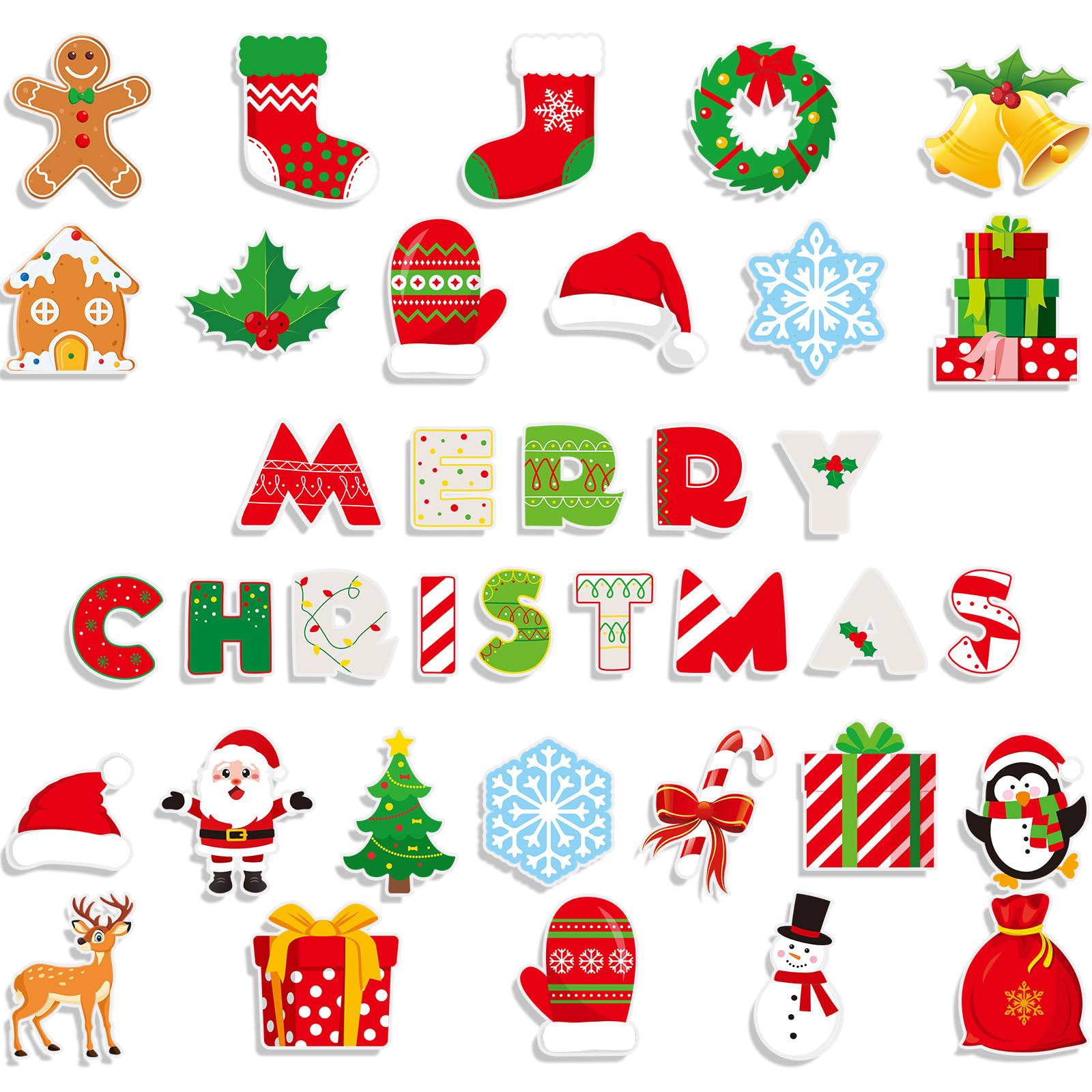 TaoBary 39 Pcs Christmas Bulletin Board Decorations Cutouts Xmas Party