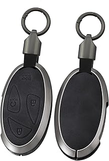 ontto Car Key Case Key Case Key Fob Leather Protective Case Fits Hyundai Kona EV Azera Tucson Santa Fe Hybrid Elantra 2023-2025 5/7 Buttons Key Case Accessories-A Black
