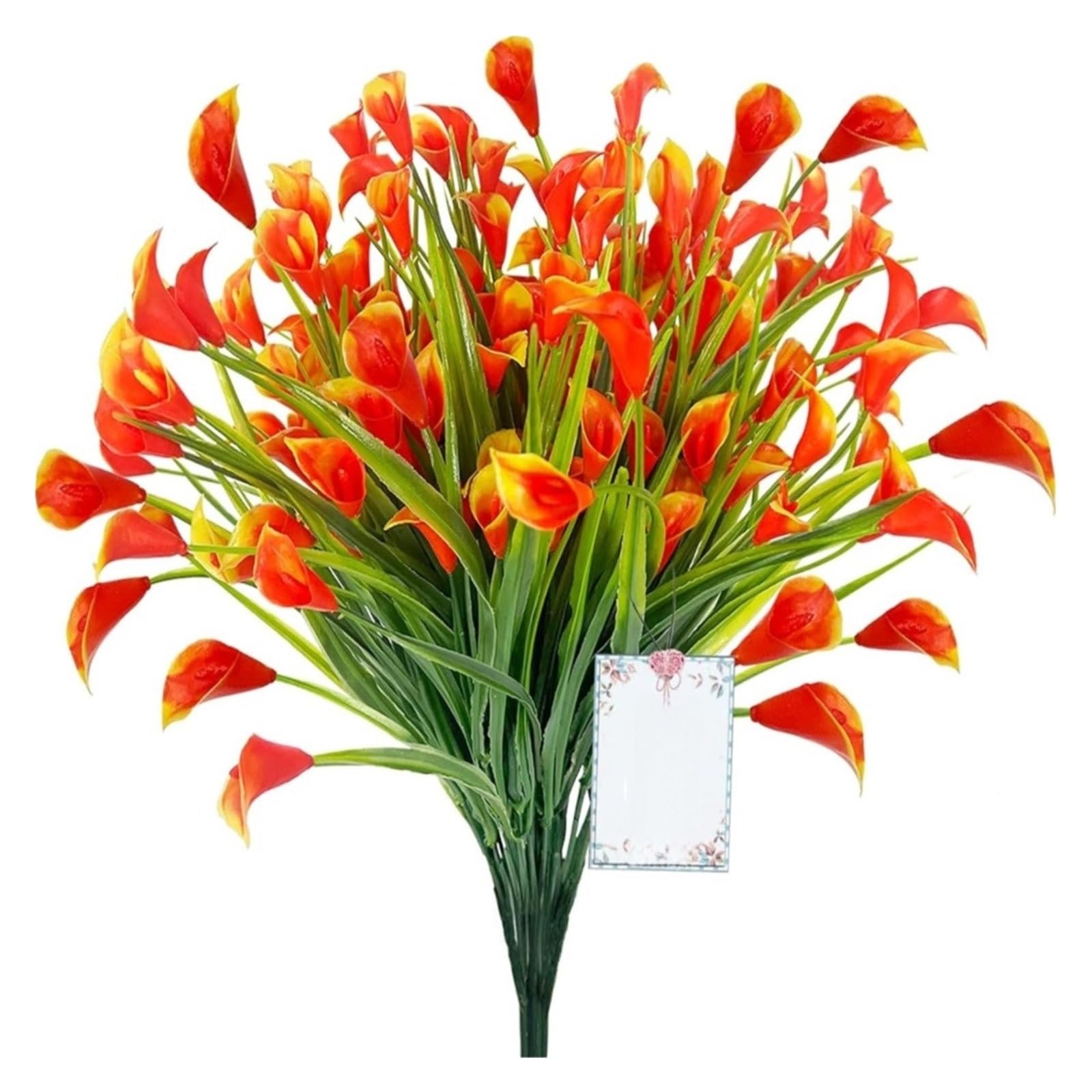 Dcrxz Artificial Flowers 10PCS Artificial Calla Lily Bouquet 33cm Plastic Calla Lily Artificial Flowers Garden Wedding Fake Flowers Indoor Decor Fake Plant(Orange)