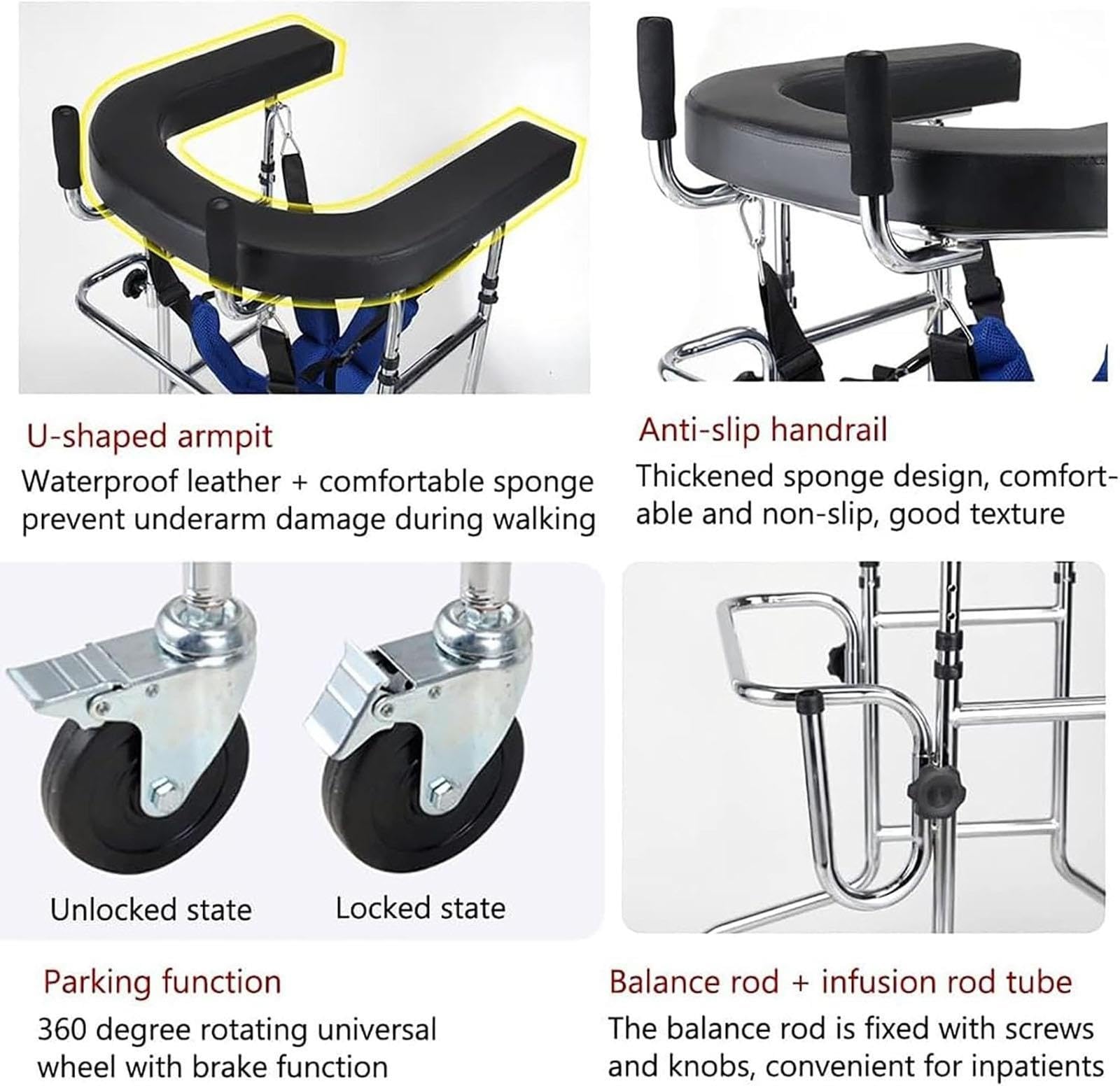 Andador Vertical for Personas Mayores con Asiento, Andador de 8 Ruedas