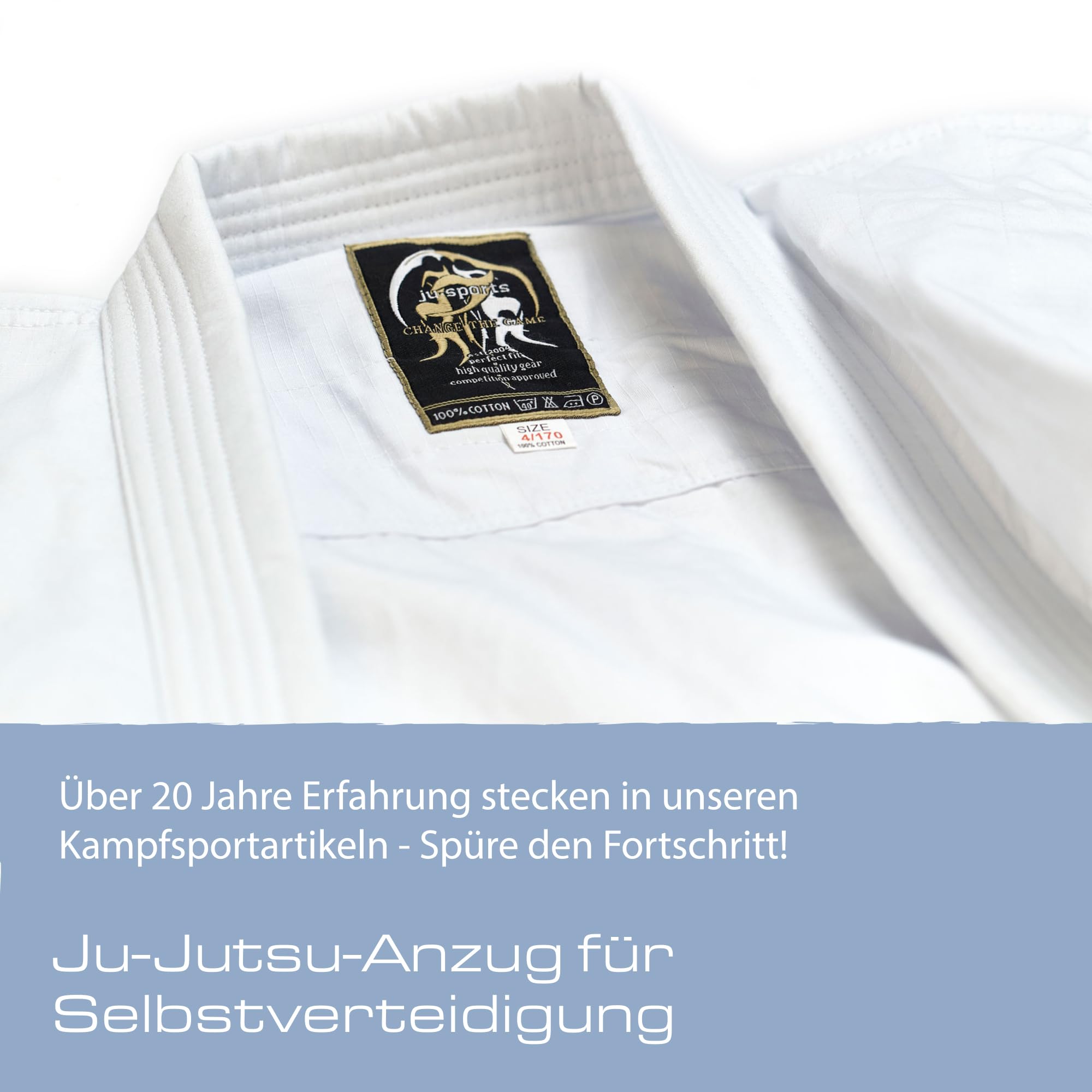 Ju-Sports Ronin Jujutsu Anzug Herren weiß - Superleichter Gi für Erwachsene 100% Baumwolle, Reißfester Stoff mit neuer Rip-Stop-Webtechnik für mehr Strapazierfähigkeit
