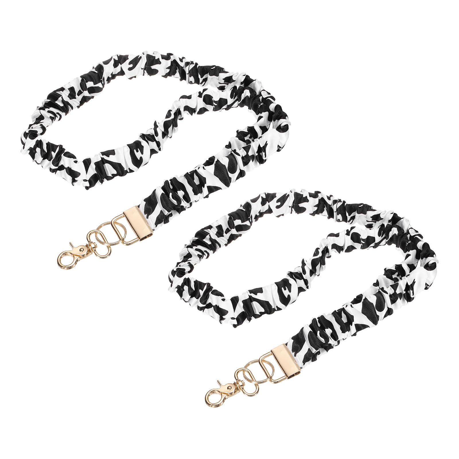 PATIKIL Scrunchie Lanyard Teacher, 2 Pack Stretchy Lanyards for Teachers Cute Lanyards ID Badge Holder with Clips for Women Keychain Card Holder, Black White Cream Gold — image 1