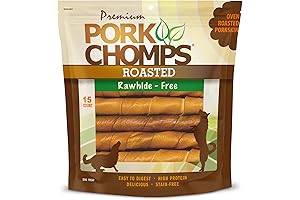 Pork Chomps Roasted Pork Skin Dog Chews, 6-Inch Twists, 15 Count