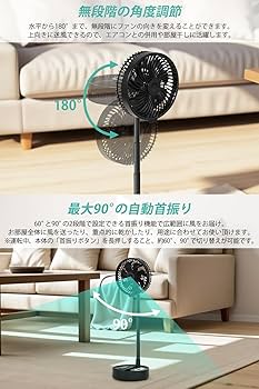 Amazon | ALROMUS コードレス扇風機 USB充電式 折りたたみ扇風機