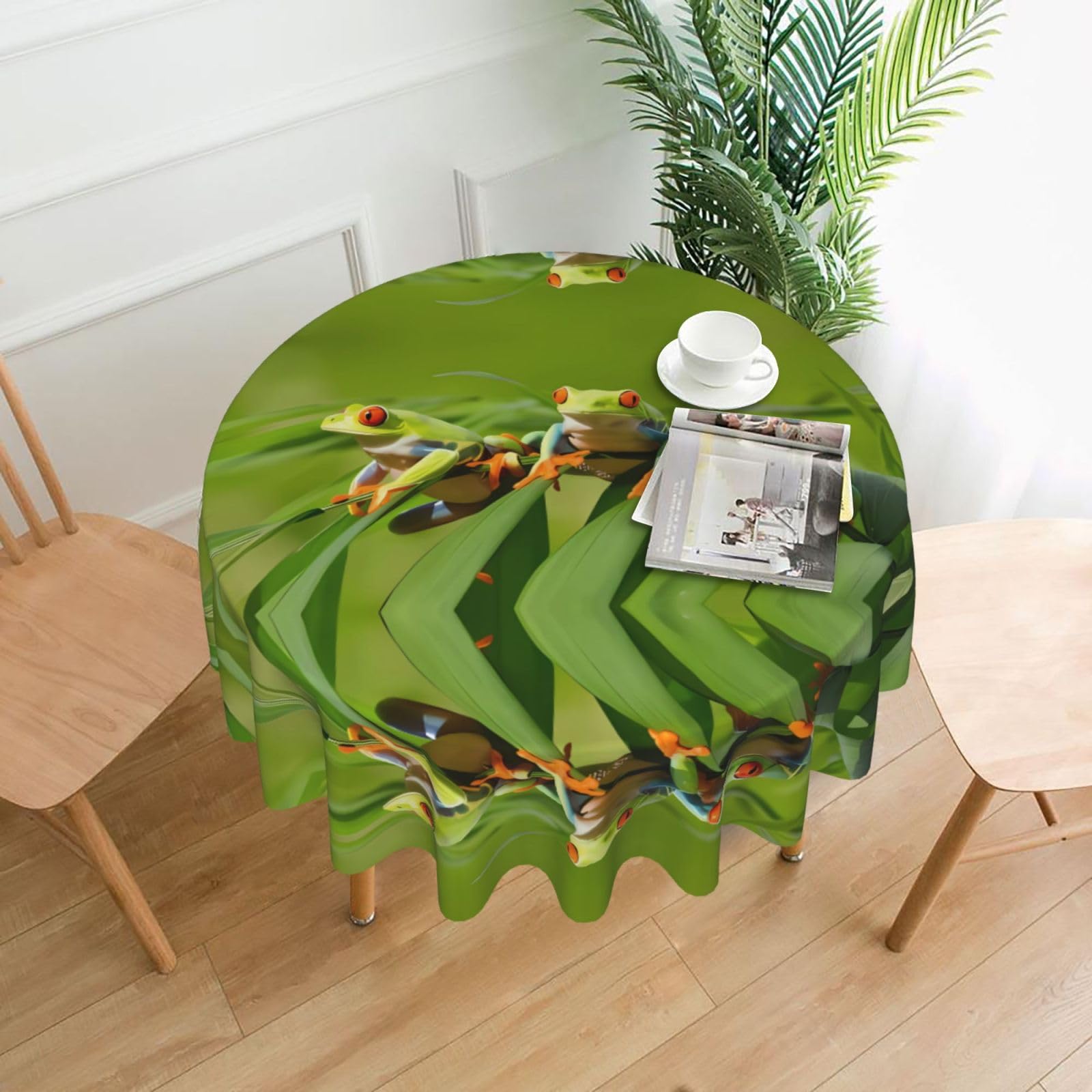 HJFCZH Funny Frogs Prints Round Decorative Tablecloth 60in - High-Grade Polyester Throw for Dinners, Weddings & Everyday Use