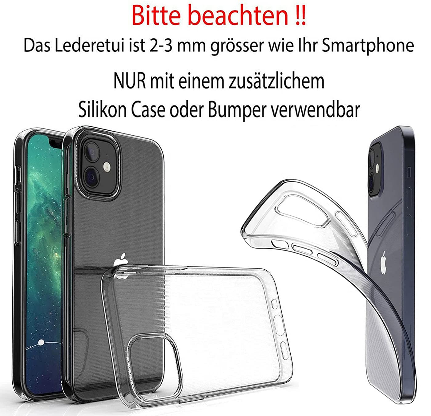 Custodia In Vera Pelle Con Estrattore Per IPhone 11 (6.1 Pollici) - Suncase Con Cover In Silicone Trasparente E Chiusura Magnetica, Nero - 2