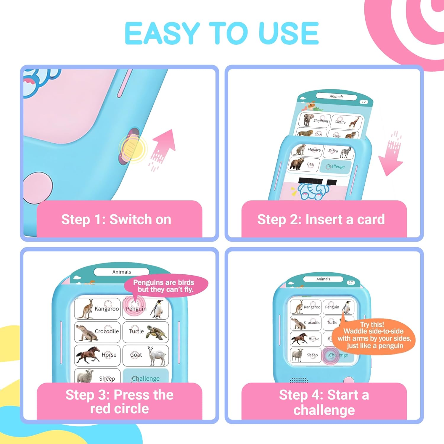 QuTZ Talking Flash Cards, Phonics Flash Cards, Learn to Read with 166 Pages, 29+ Themes, 800+ Words & Fun Facts, 700+ Interactive Games, Toddler Learning Toys for 2-6 Year Old - Image 5