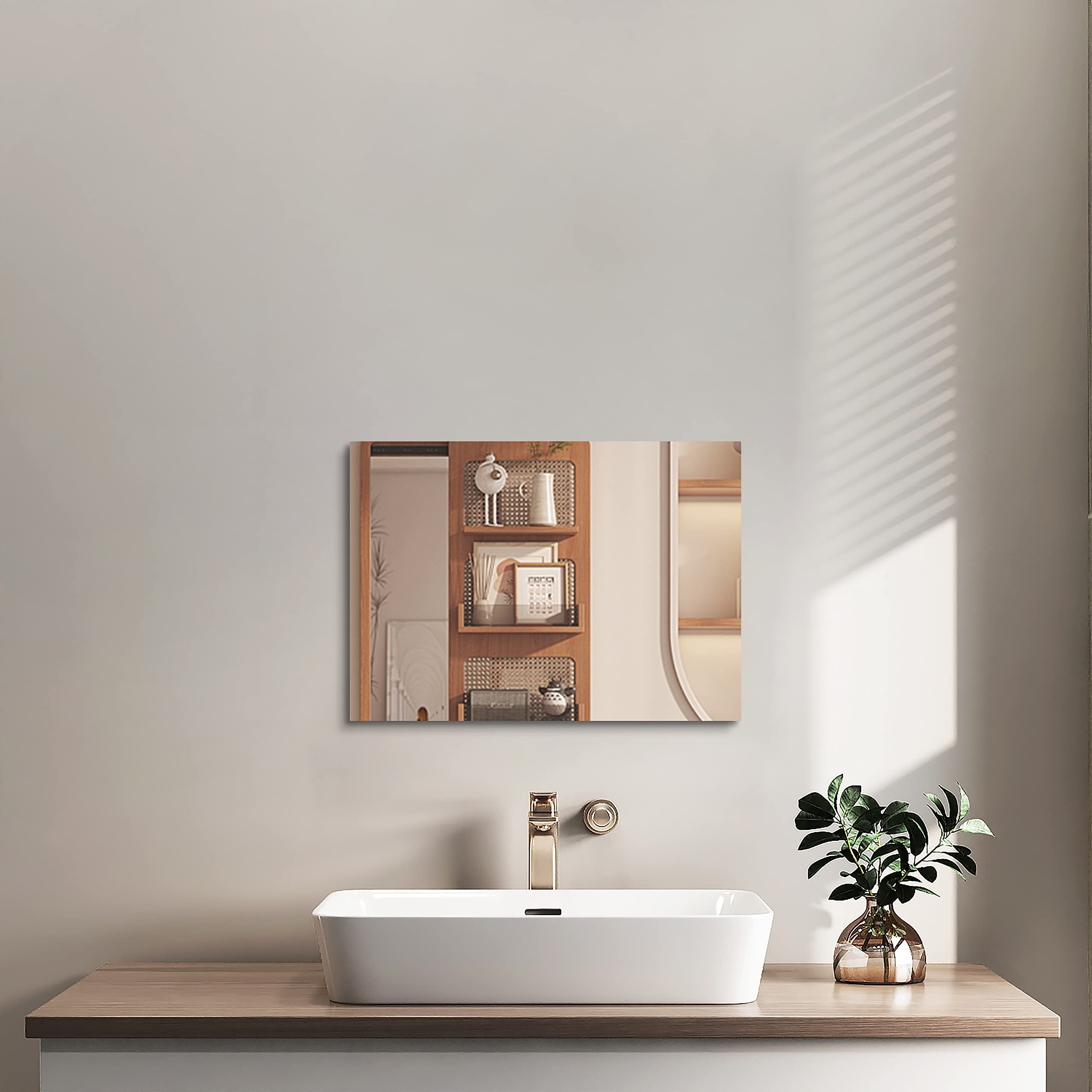 Duprima 22x34 Inch Frameless Rectangle Mirror – Shatterproof Bathroom Vanity Mirror For Wall, Horizontal Or Vertical