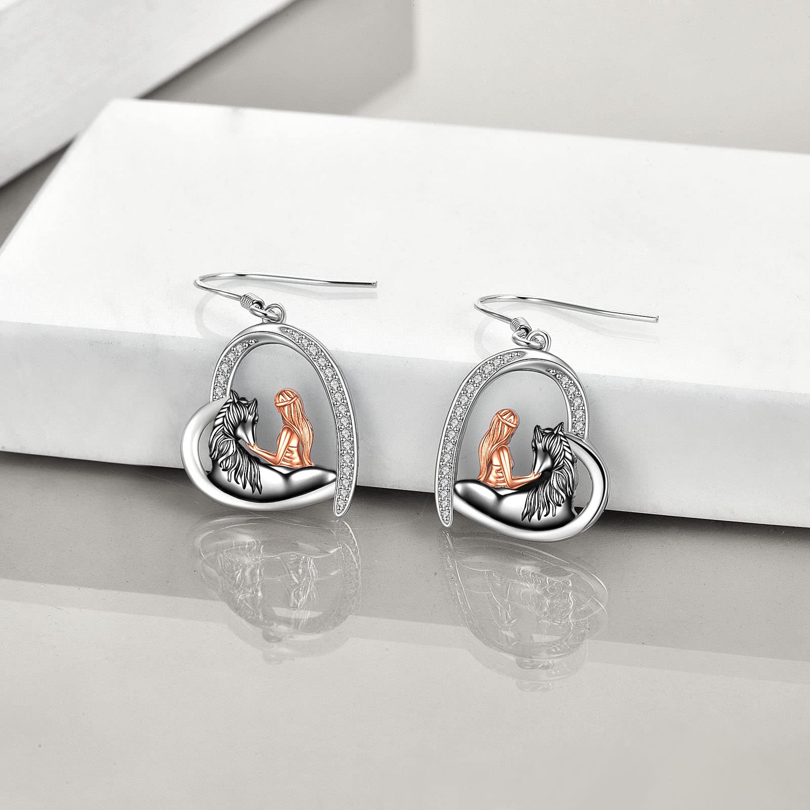 Pferd Ohrringe Mädchen Herz Tropfen Ohrringe 925 Sterling Silber Schmuck Geschenk für Damen Freund