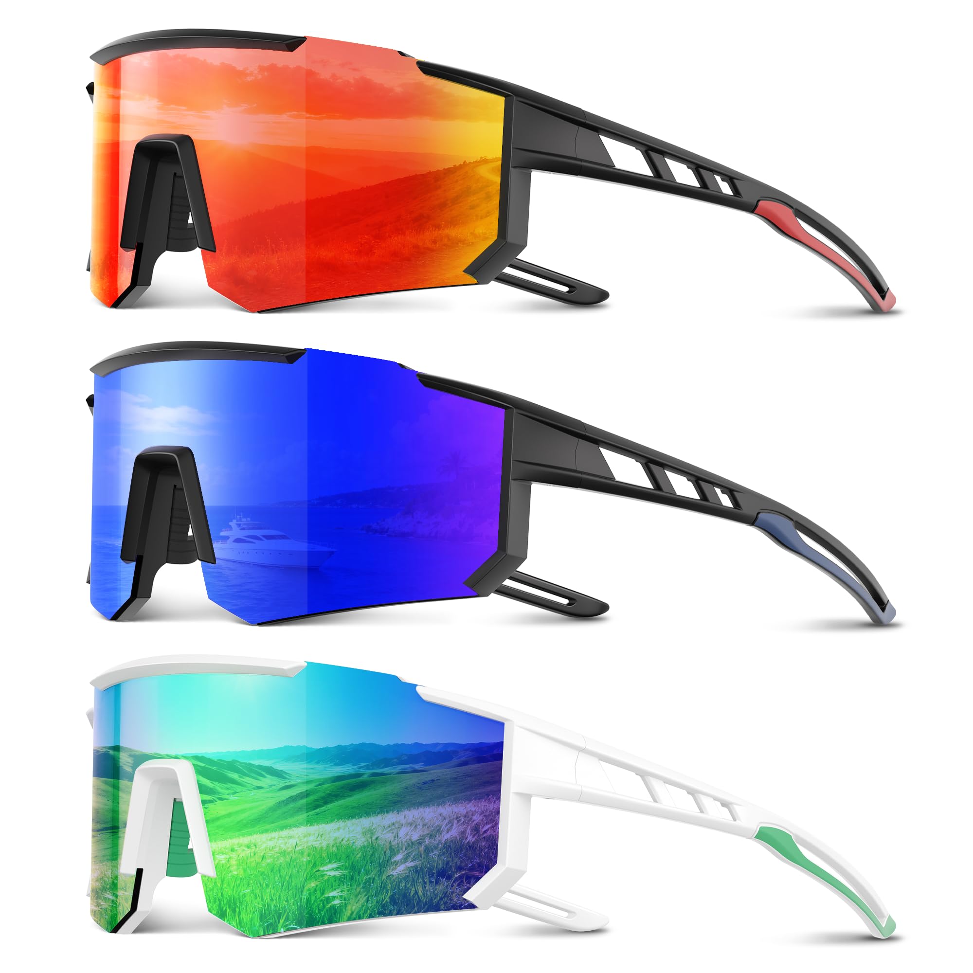 Polarized Sports Sunglasses Men Women for Running Baseball Cycling