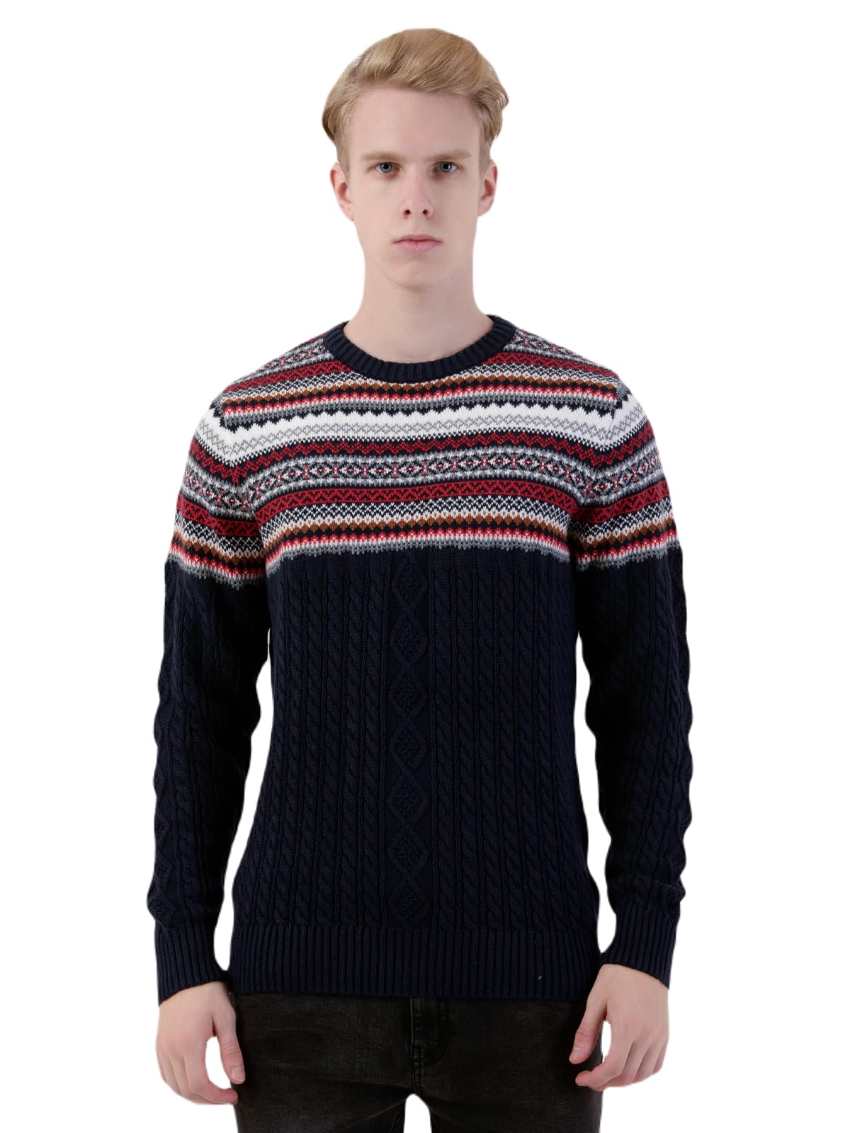 Mens Red Black Pullover-image-48