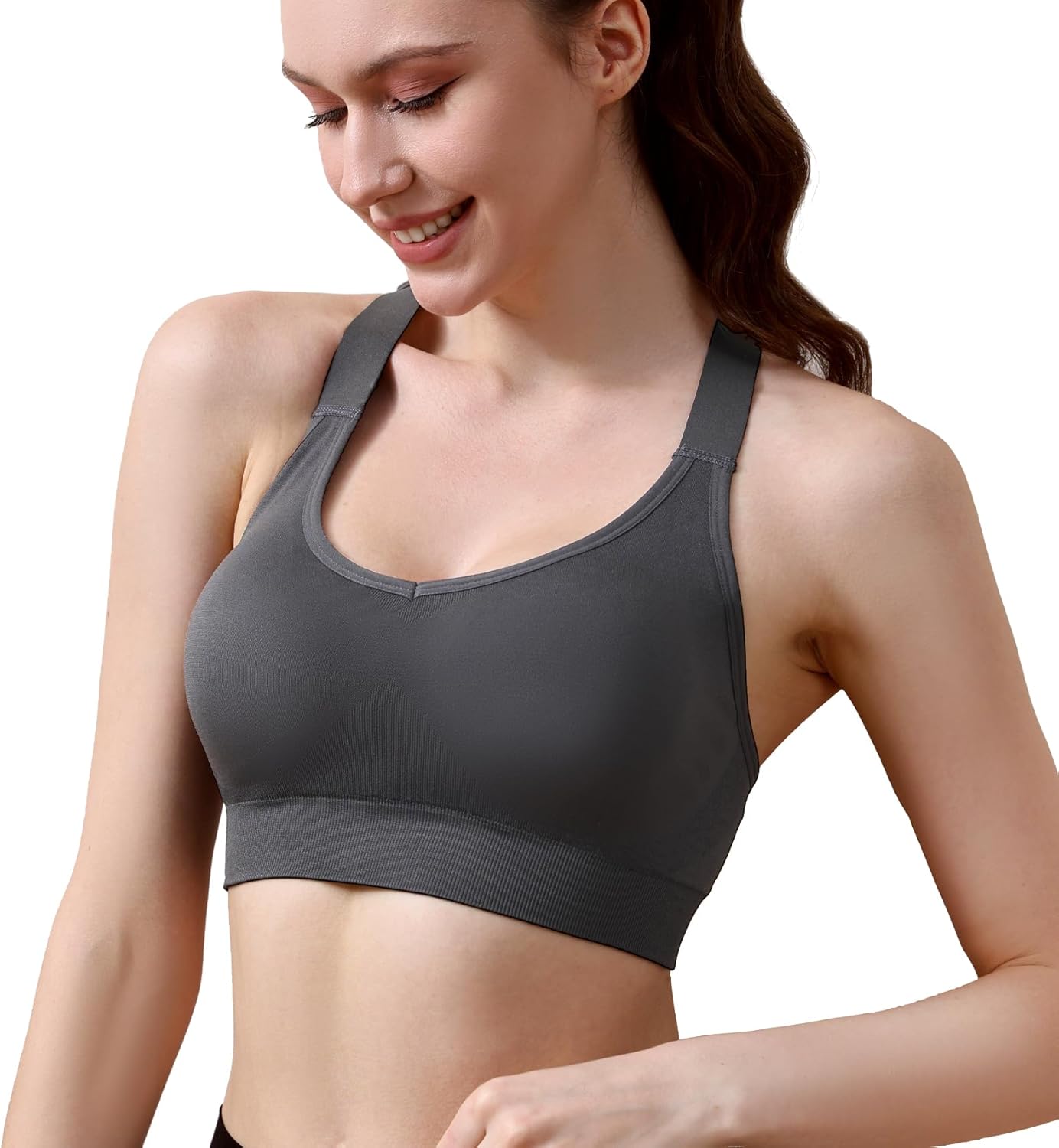 Double Couple Sports Bras for Women Adjustable Medium Impact Racerback Padded Sports Bra for Yoga Gym Fitness Workout - Image 3