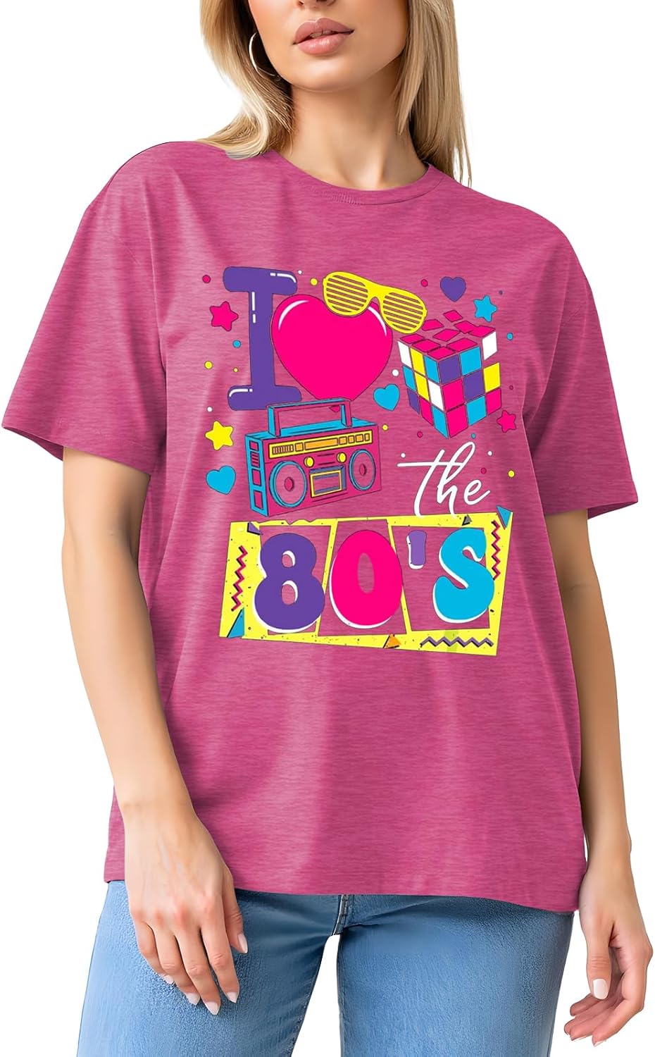 I Love The 80's Shirts for Women Vintage 80s Music Tee 80s Theme Party Short Sleeve Tops - Image 4