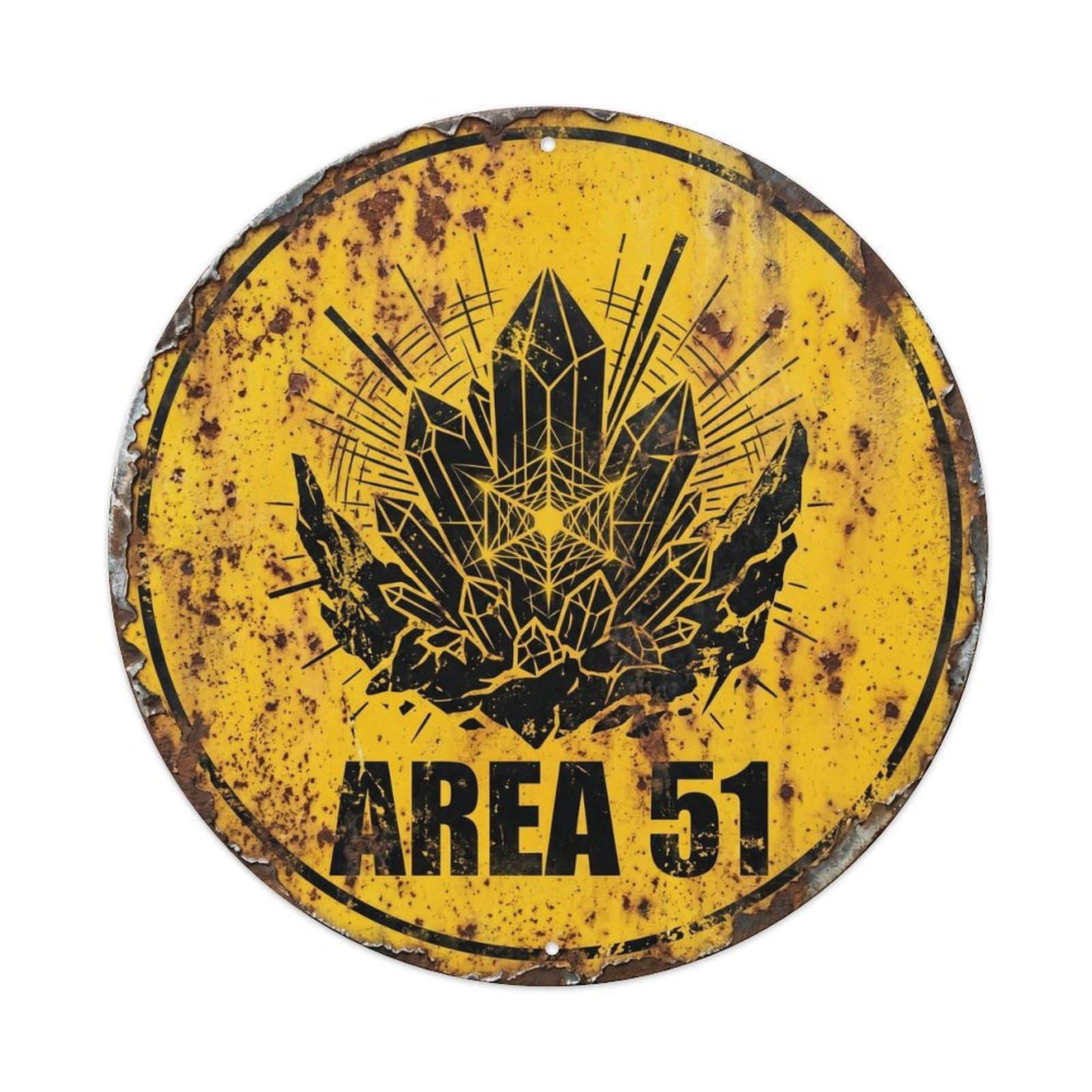Extraterrestrial Area 51 Crystal Alien Relic Metal Tin Sign