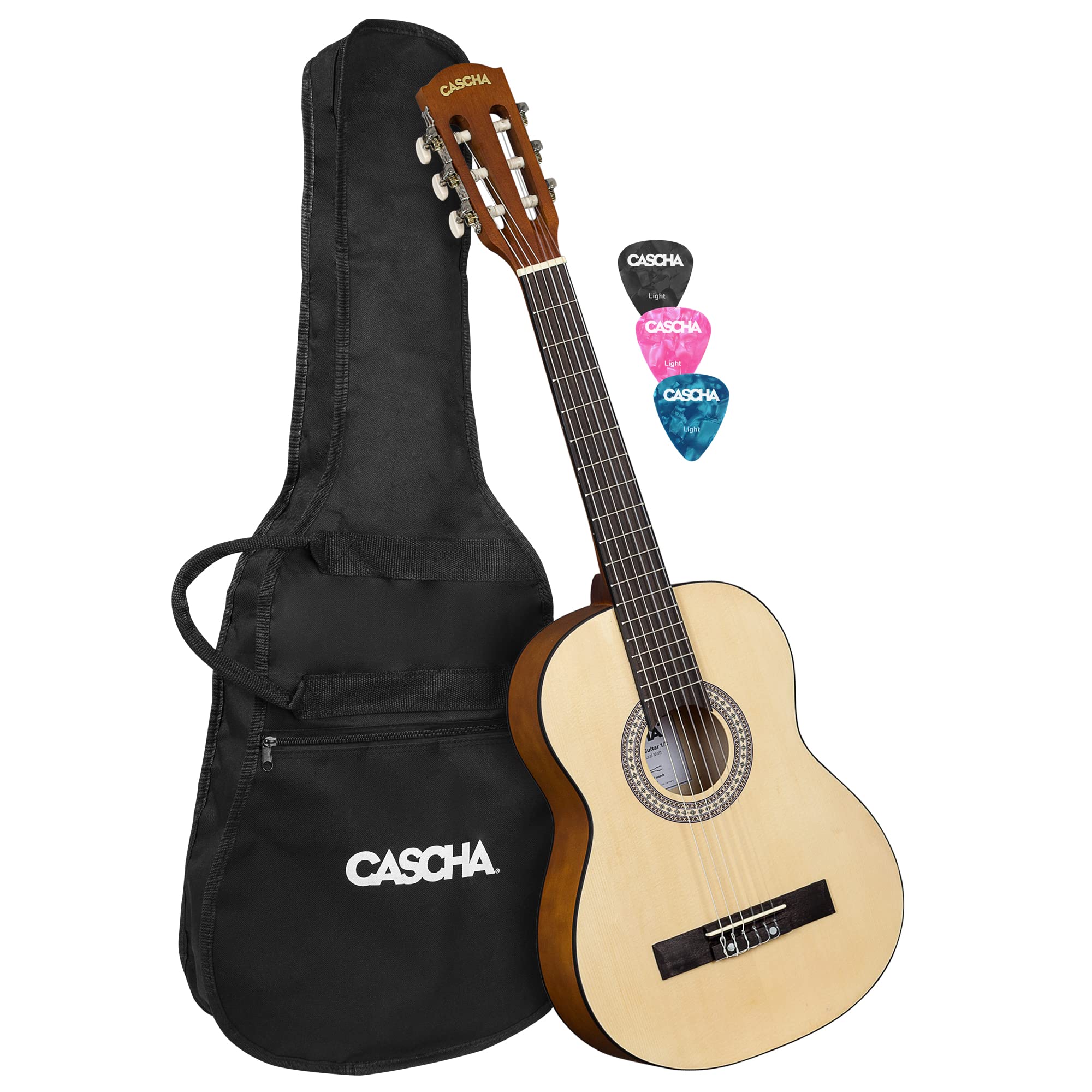 Student Series - Guitarra de concierto (tamaño 1/2, incluye funda y 3 púas)