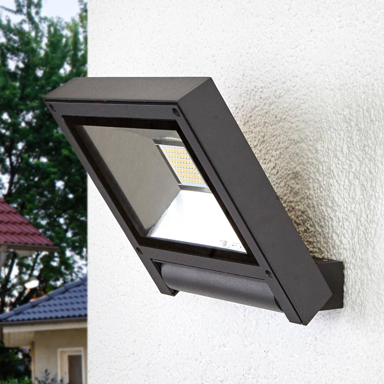 Lucande ,schwenkbar (Modern) in Schwarz aus Aluminium (1 flammig,) - LED Außenstrahler außen Spot Außenleuchte für Garten Terasse Balkon & Haus