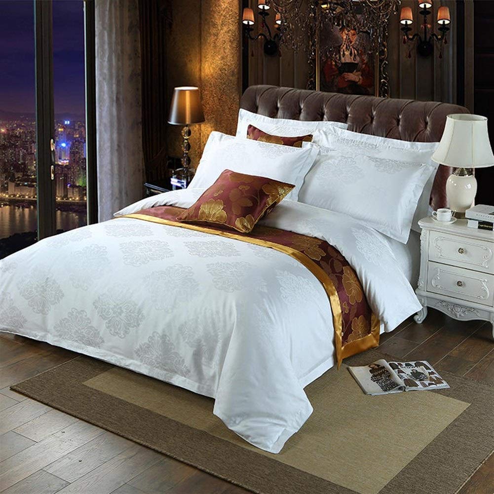 Bedding Set WVV Double Duvet Cover Set, white Bed linings Cotton 4 piece set - Hotel quality - Anti-wrinkle and anti-fading new (Color : D, Size : L)