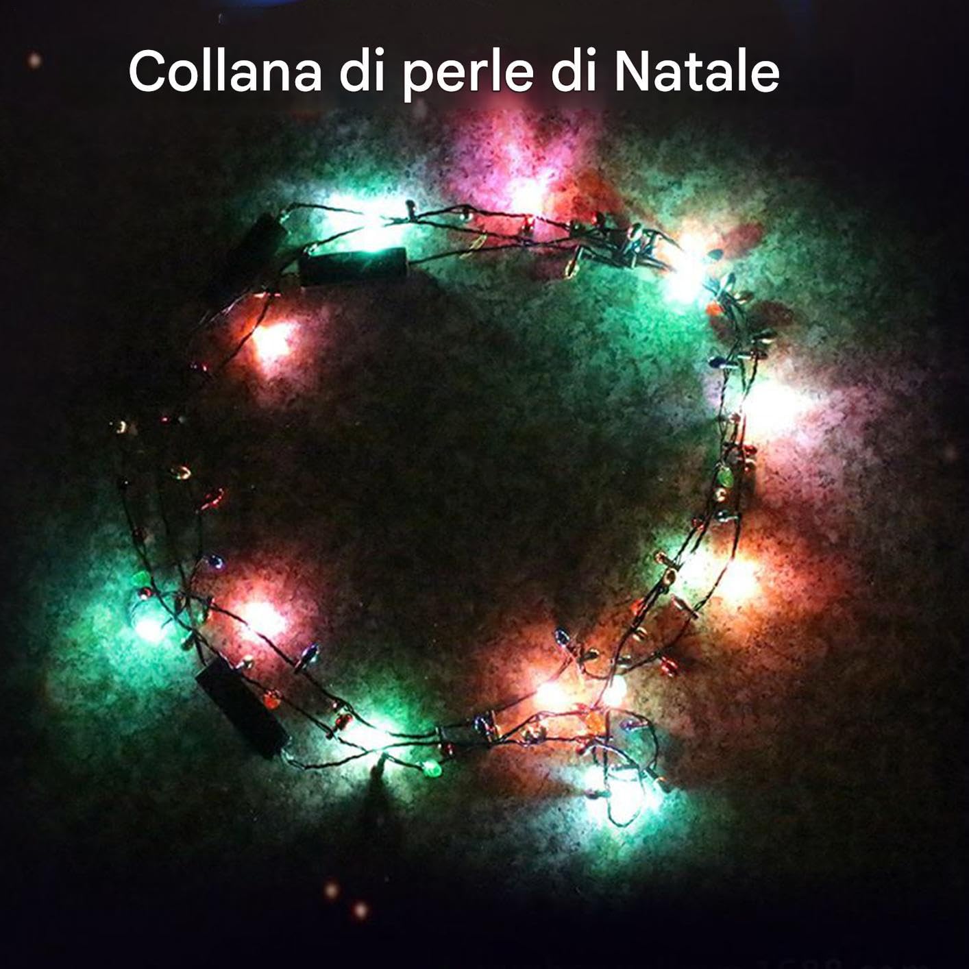 Collane in lampadina di Natale - Gioielli per le vacanze in luce a LED | Catena di perline di ornamento lampeggiante, accessorio per bagliore festivo, favore della festa invernale, ghirlanda a sospens