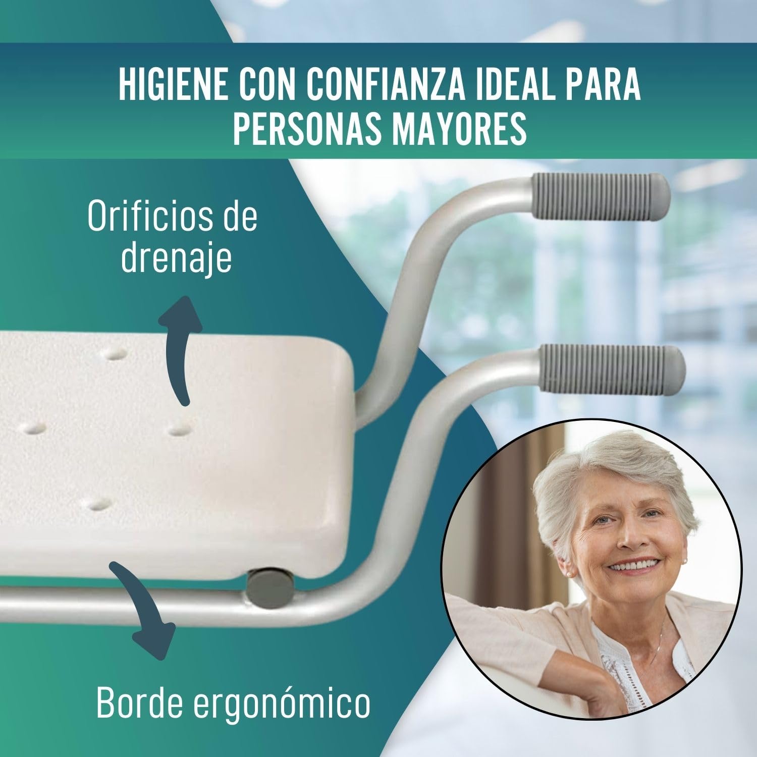 OrtoPrime Asiento de Bañera Adulto Antideslizante - Tabla Bañera - Silla Bañera Personas Mayores Ortopedia Baño - Tabla de Baño para Bañera de Seguridad